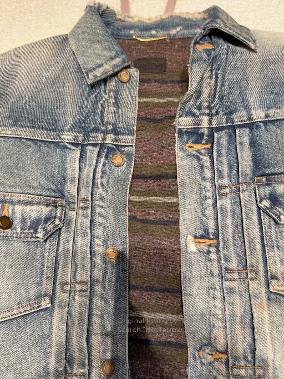 Saint Laurent Paris Saint Laurent Distressed Denim Jacket. Size US XS / EU 42 / 0 - 5 Thumbnail