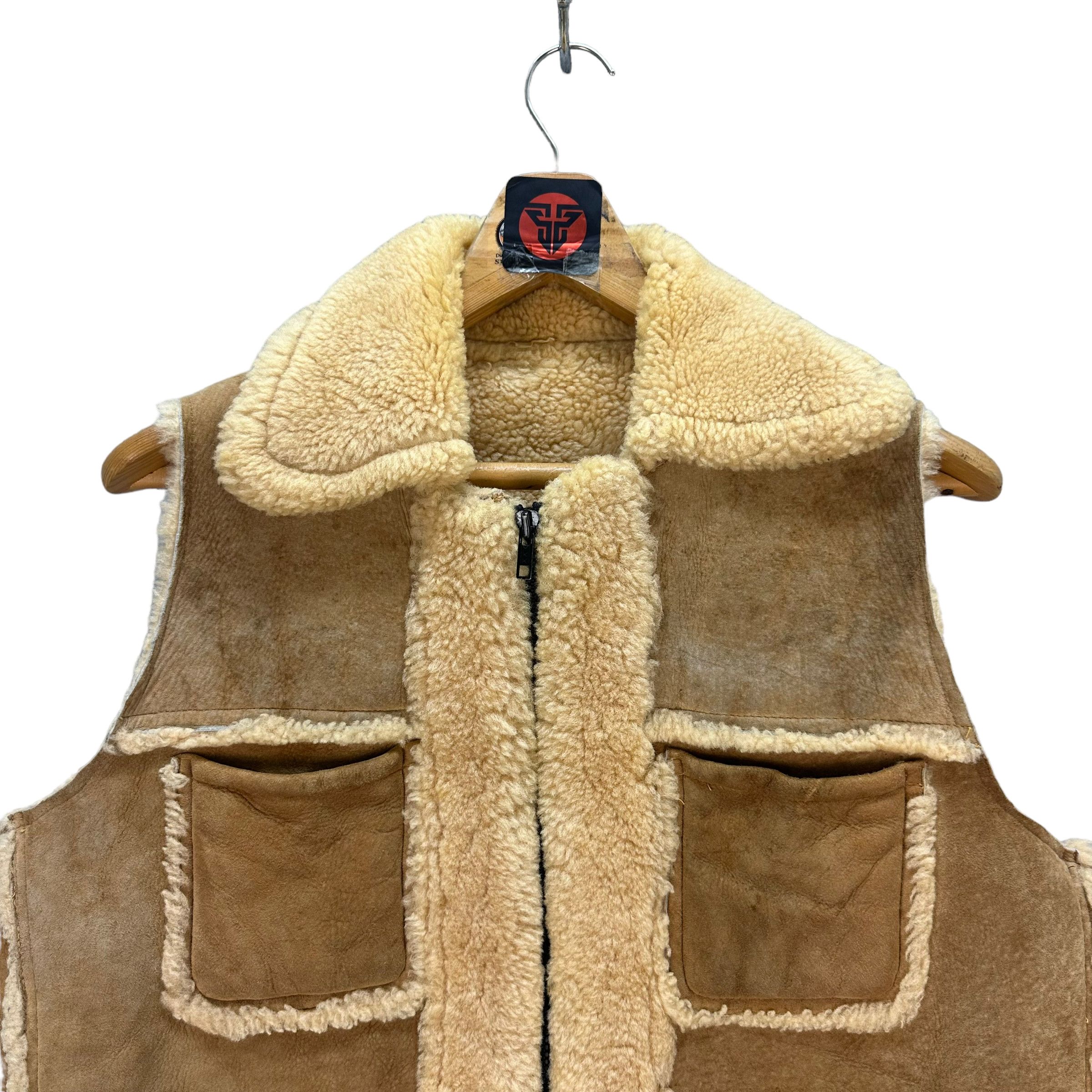 Vintage VINTAGE SHEARLING SUEDE LEATHER VEST #7585-155 Size US M / EU 48-50 / 2 - 2 Thumbnail