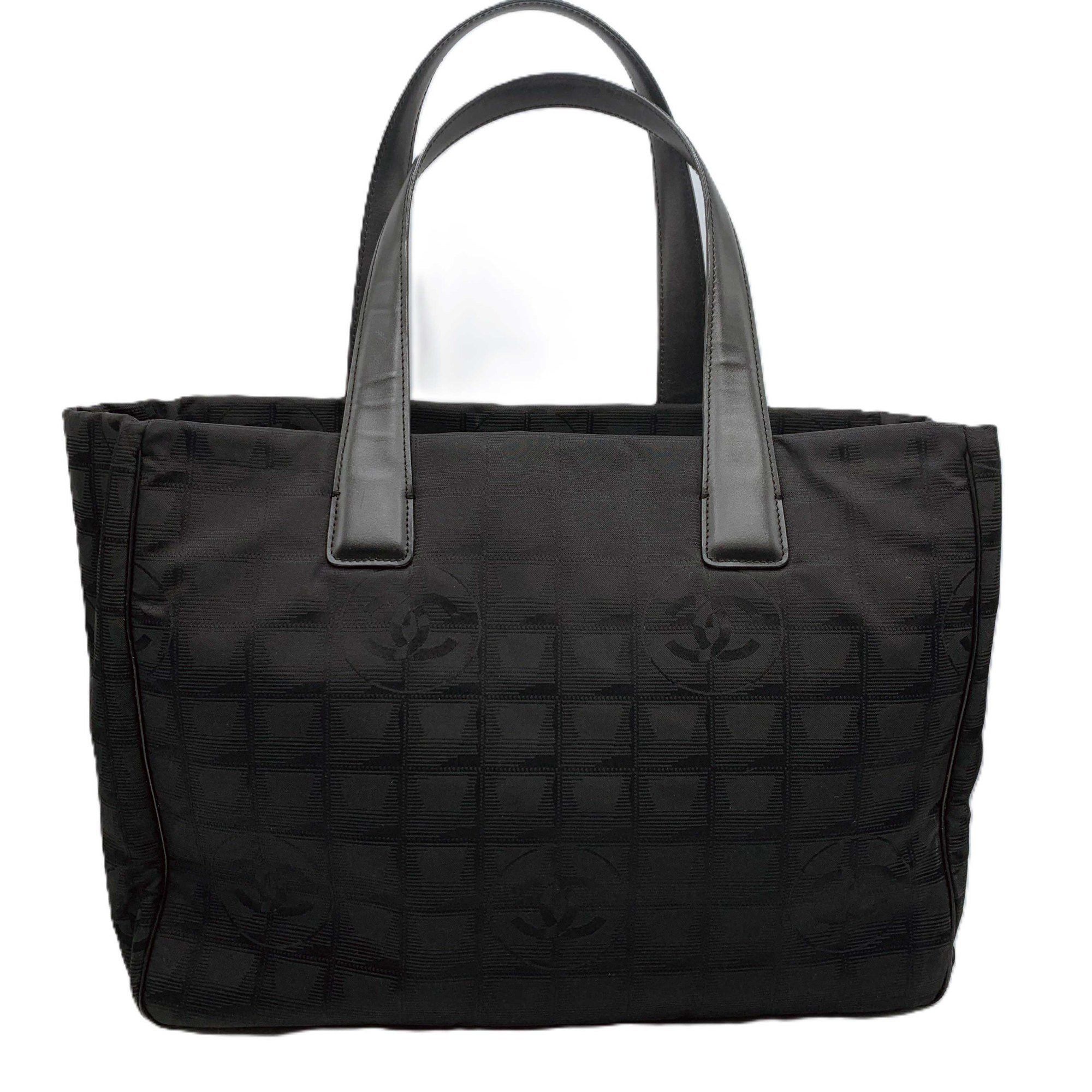 Chanel New Travel Line Tote Mm Bag Shoulder Nylon Jacquard Leather Black A15991 Chanel, Women's