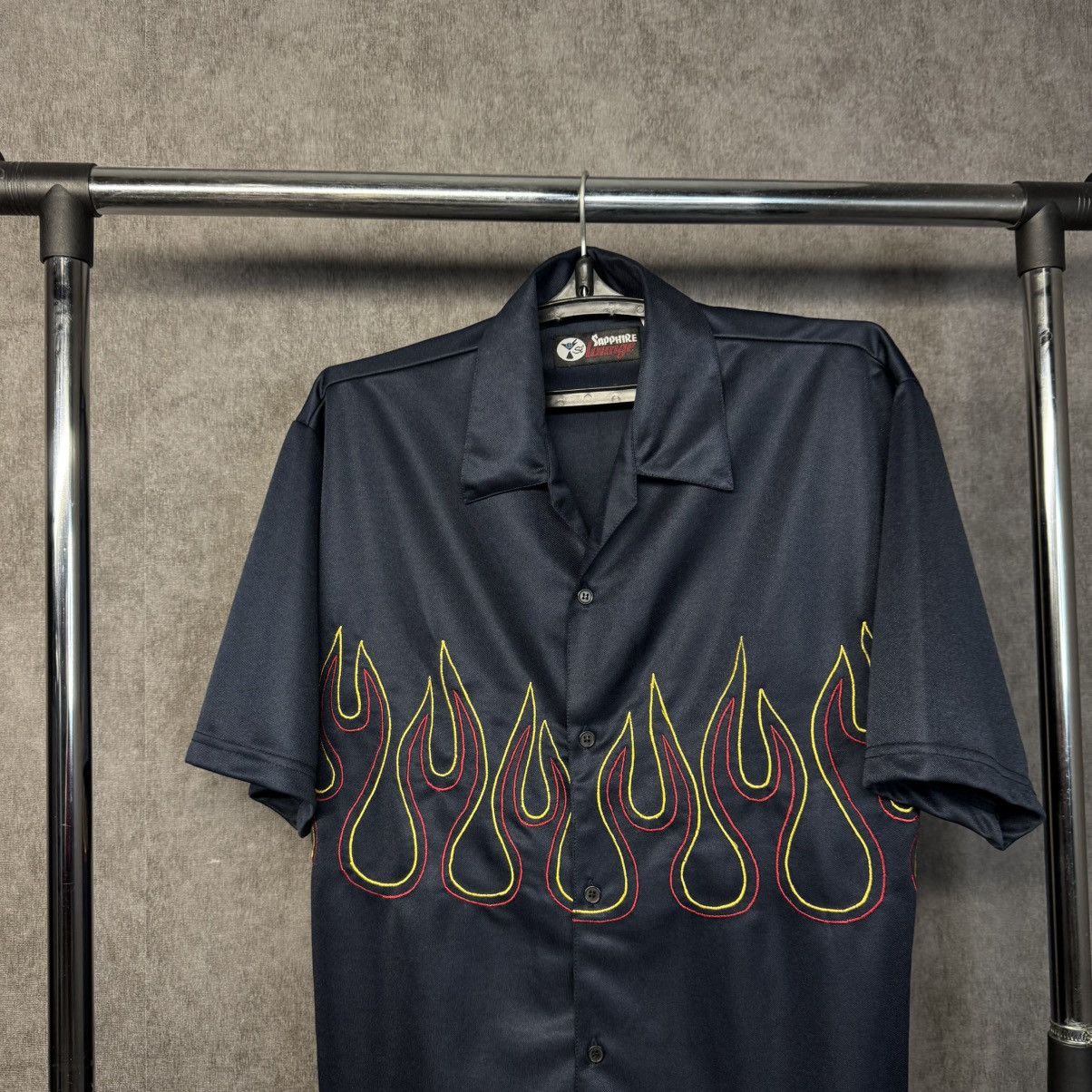 Japanese Brand × Vintage Vintage Sapphire Lounge shirt fire printed made in USA Size US M / EU 48-50 / 2 - 2 Thumbnail