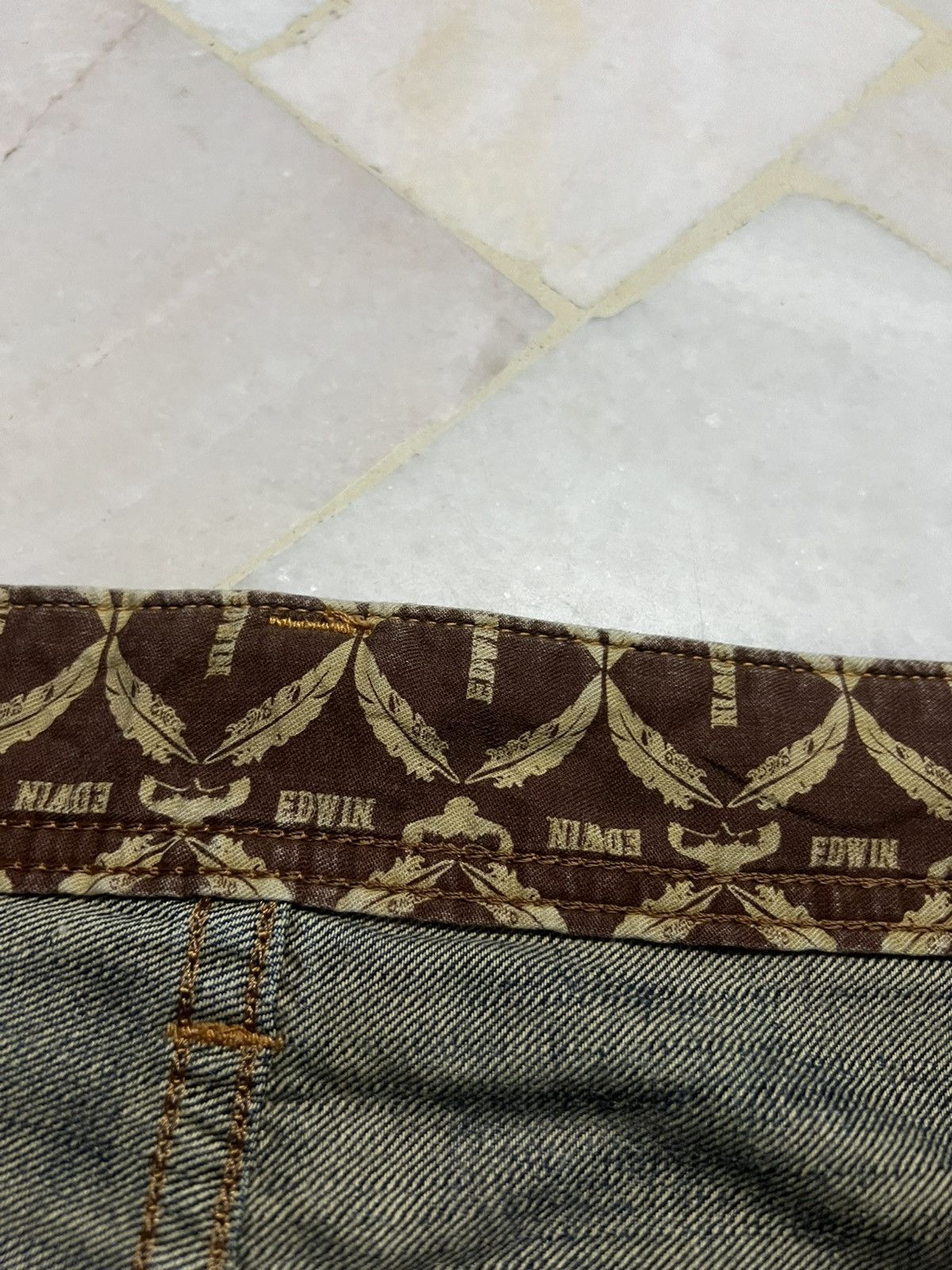 Edwin × Japanese Brand × Vintage 💥Flare💥Edwin Buffalo Head Distress Jean Size US 35 - 14 Thumbnail