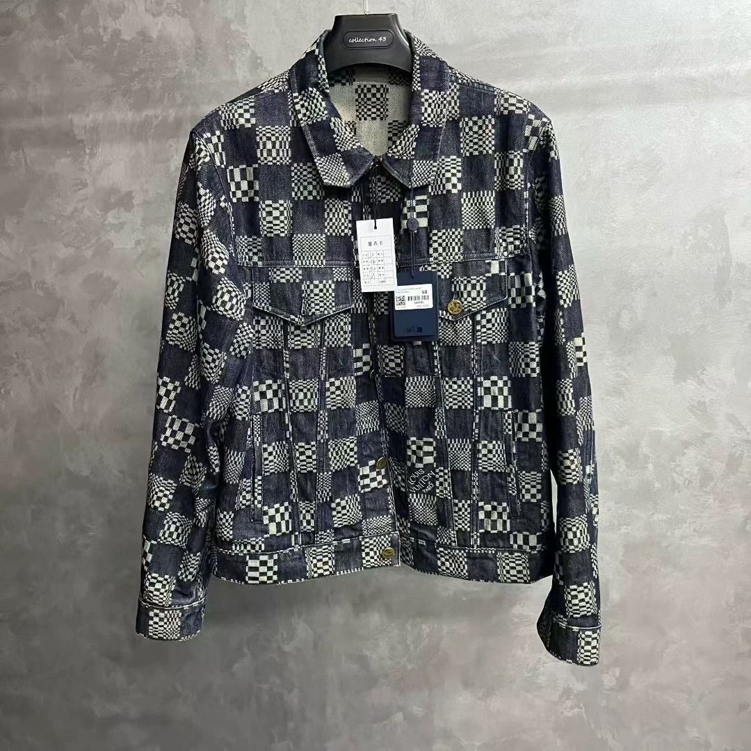 Louis Vuitton black checkered long sleeve denim jacket Size US L / EU 52-54 / 3 - 1 Thumbnail