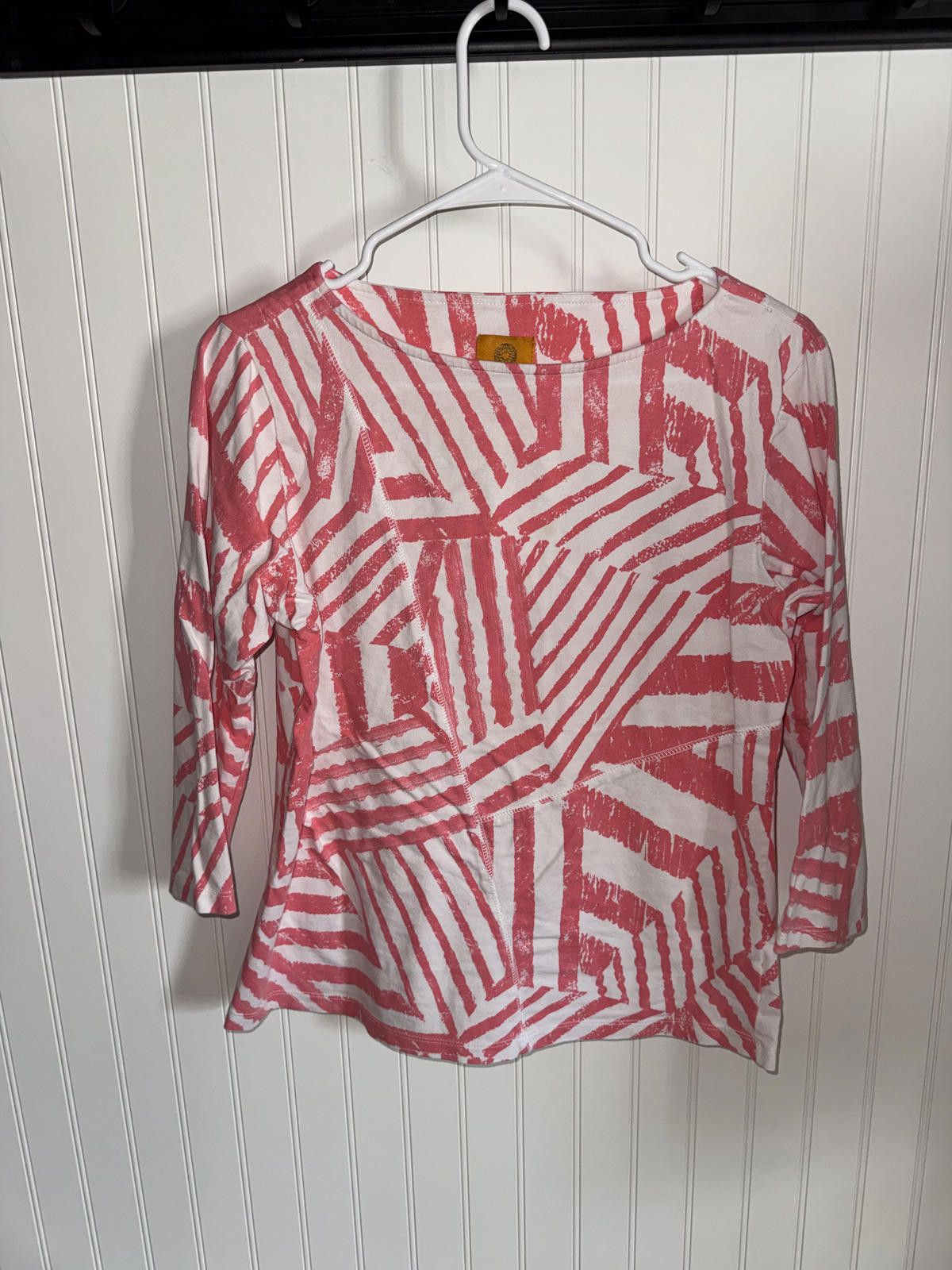 Other Ruby Rd. Medium Pink and White Geometric Pattern Cotton Spad Size M / US 6-8 / IT 42-44 - 1 Thumbnail