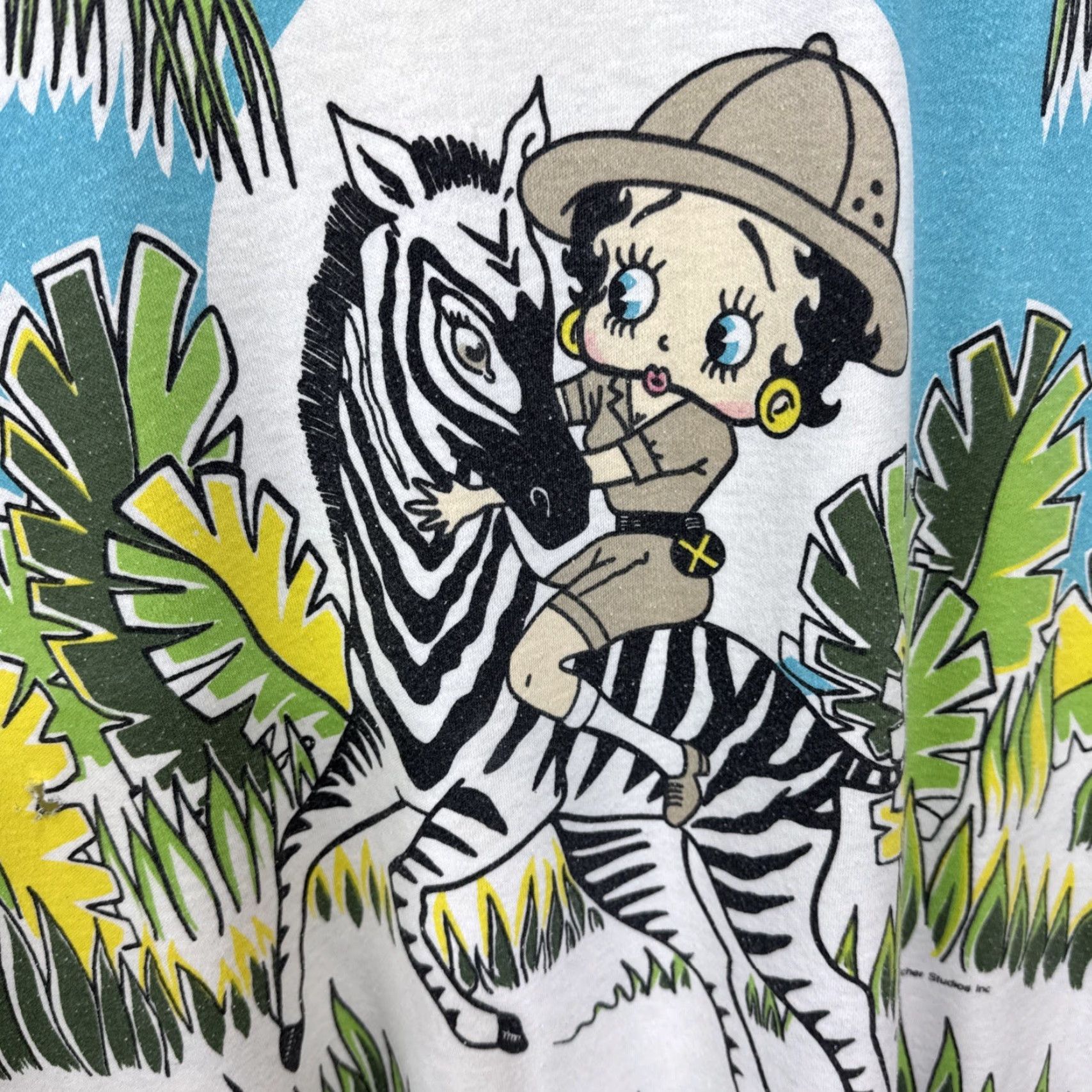 Vintage VINTAGE Betty Boop BJ Frog T Shirt 1980s Unisex XL Cotton White Graphic Tee Zebra Safari 80s Retro Pop Culture Size US XL / EU 56 / 4 - 6 Thumbnail