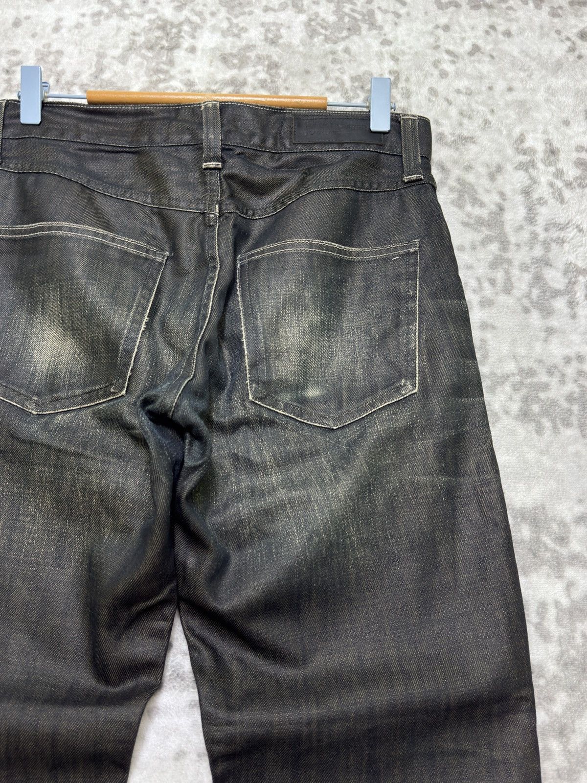 Japanese Brand Vintage Back Number Waxed Coated Clawmark Denim Jeans Size US 30 / EU 46 - 11 Thumbnail