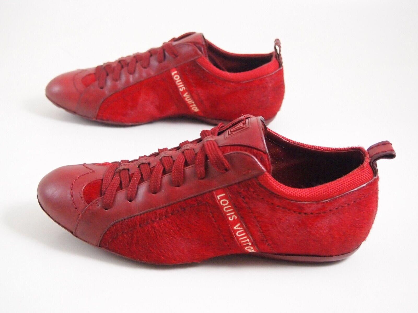 Louis Vuitton LV Louis Vuitton Low Top Sneaker Red Calf Hair EU 37 US 7 Size US 7 / IT 37 - 2 Thumbnail