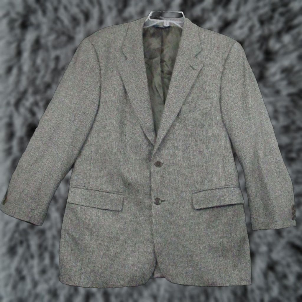 Brooks Brothers Brooks Brothers 346 Blazer Jacket 40 Men's Lambswool Gray Herringbone Notch Lapel Single-Breasted Two-Button Sport Coat Wool Mens Size 40R - 1 Thumbnail