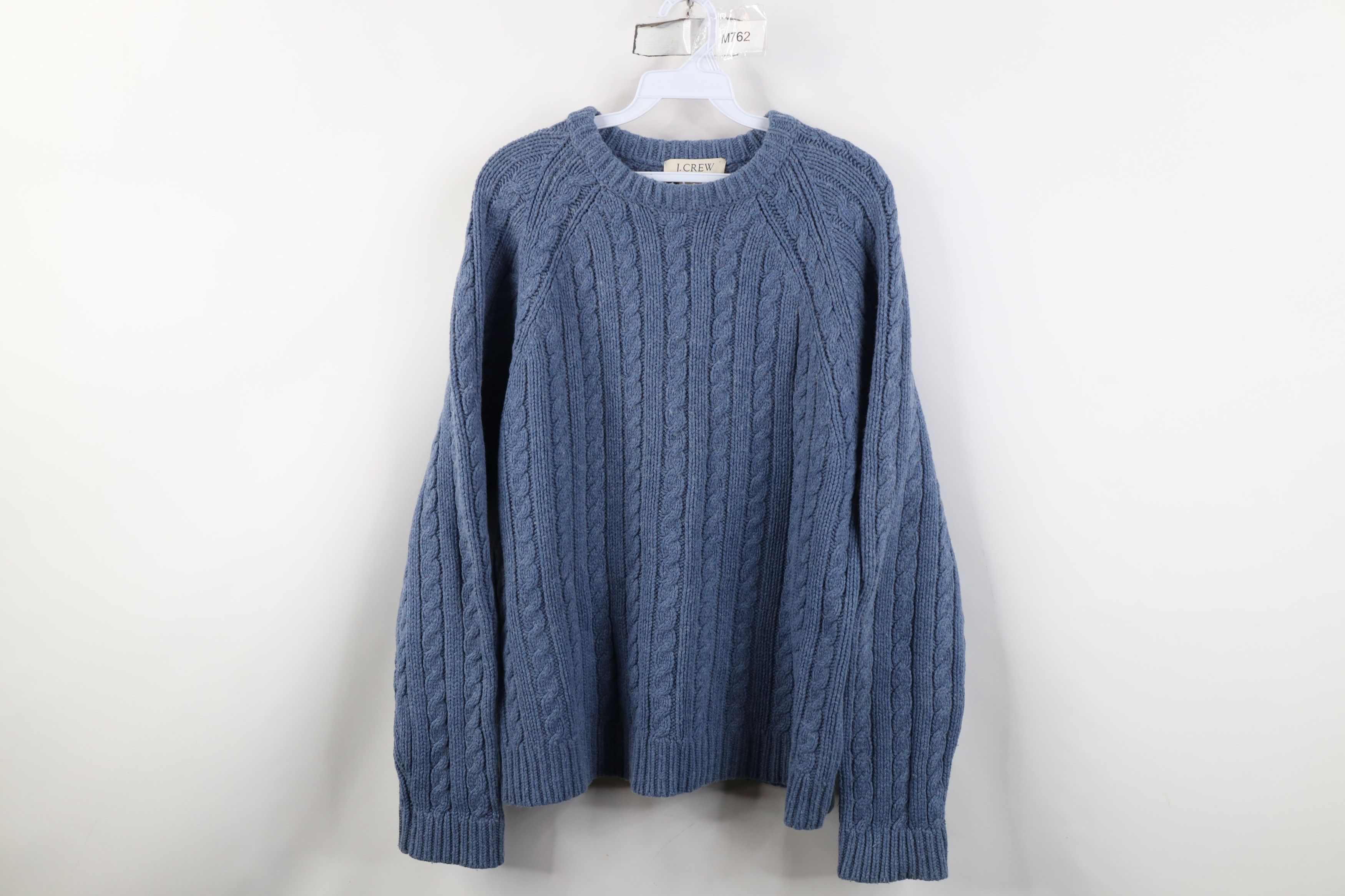 J.Crew Vintage 90s J Crew Wool Cable Knit Fisherman Sweater Blue Size US L / EU 52-54 / 3 - 1 Thumbnail
