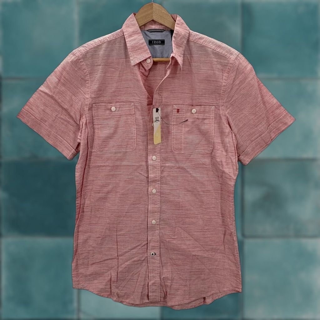 Izod VINTAGE Izod Saltwater Shirt Mens S Pink Dockside Chambray Short Sleeve Preppy NWT Size US S / EU 44-46 / 1 - 1 Thumbnail