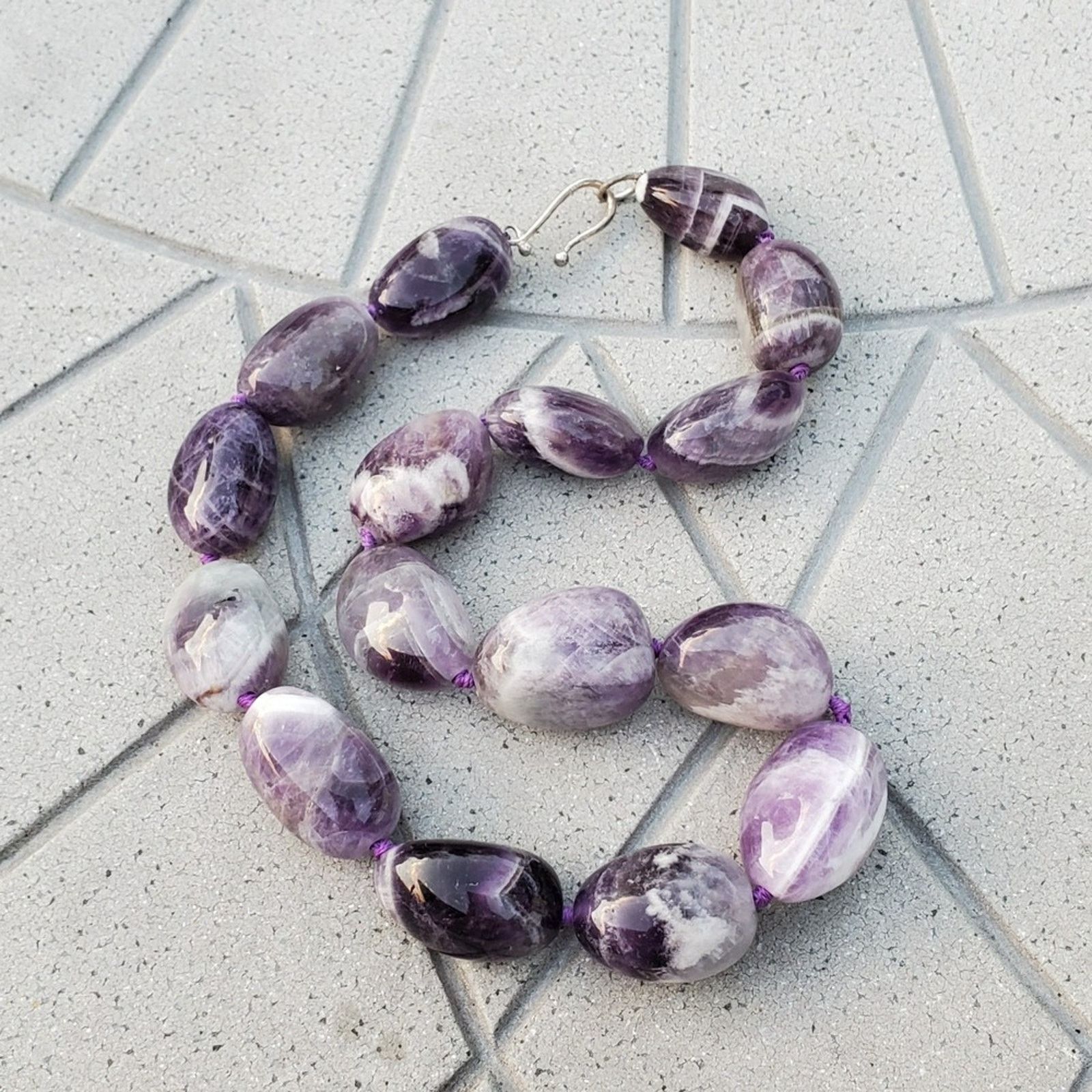 Designer MMA BMCo Sterling Silver Polished Chevron Amethyst Necklace Size ONE SIZE - 3 Thumbnail