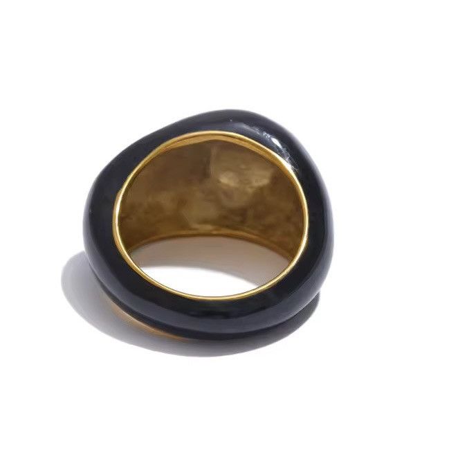 Jewelry × Vintage Black Enamel Unique Ring (Size 6,7,8,9) Size ONE SIZE - 3 Thumbnail