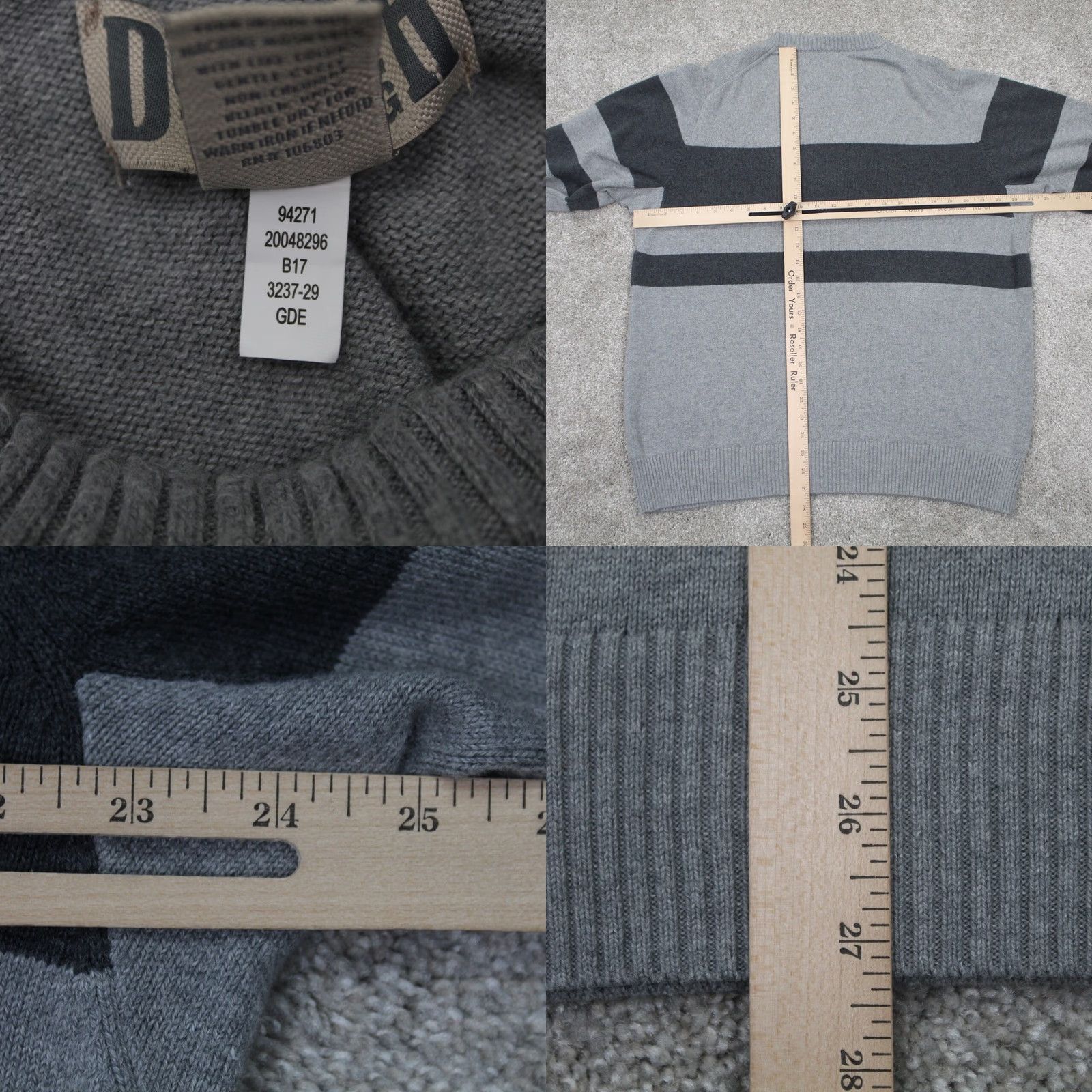 Vintage Duluth Sweater Men L Gray Strongarm Cotton Crew Stripe Pullover Knit Wool? Size US L / EU 52-54 / 3 - 8 Thumbnail