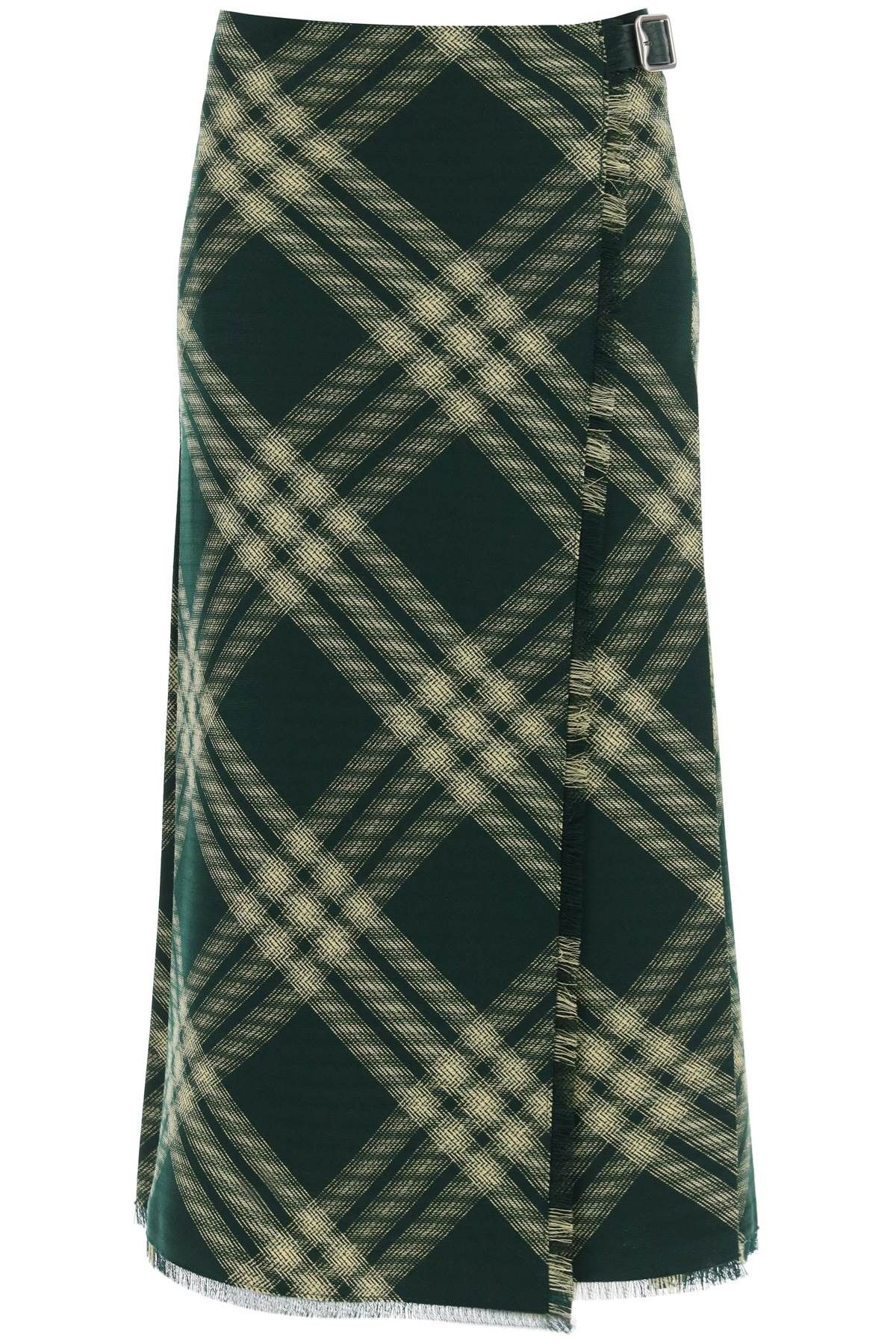 image of Burberry Maxi Kilt With Check Pattern in Mixed Colours, Women's (Size XS)