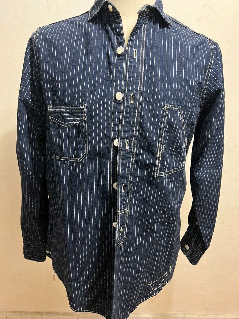 Freewheelers Striped Denim Button-Up Shirt