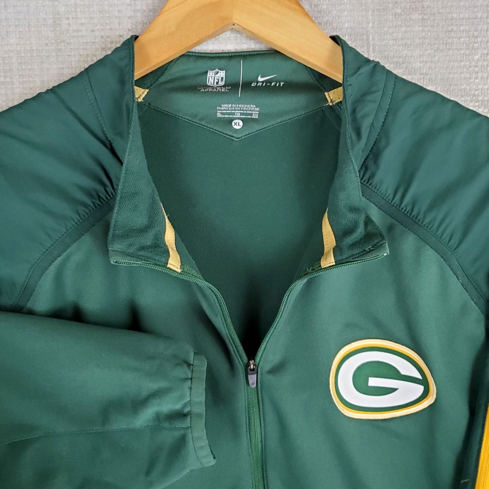 Nike NIKE On-Field x Packers Mens Windbreaker Jacket 1/2 Zip XL Green Dri-Fit Performance Windshirt Golf Size US XL / EU 56 / 4 - 4 Thumbnail