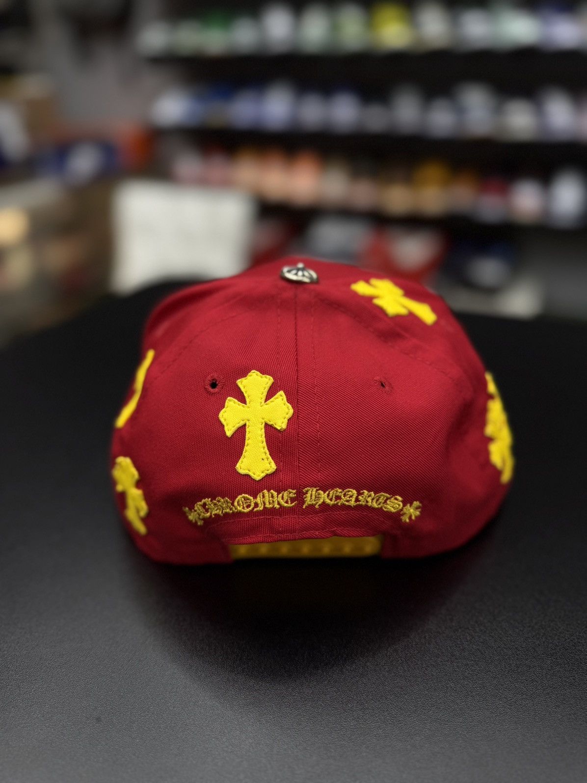 Chrome Hearts Chrome Hearts Red/Yellow Leather Cross Logo SnapBack New Size ONE SIZE - 6 Thumbnail