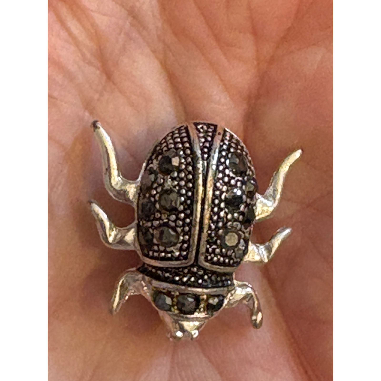 Other Vintage Beetle Bug Brooch Silver Tone Marcasite Style Size ONE SIZE - 4 Thumbnail