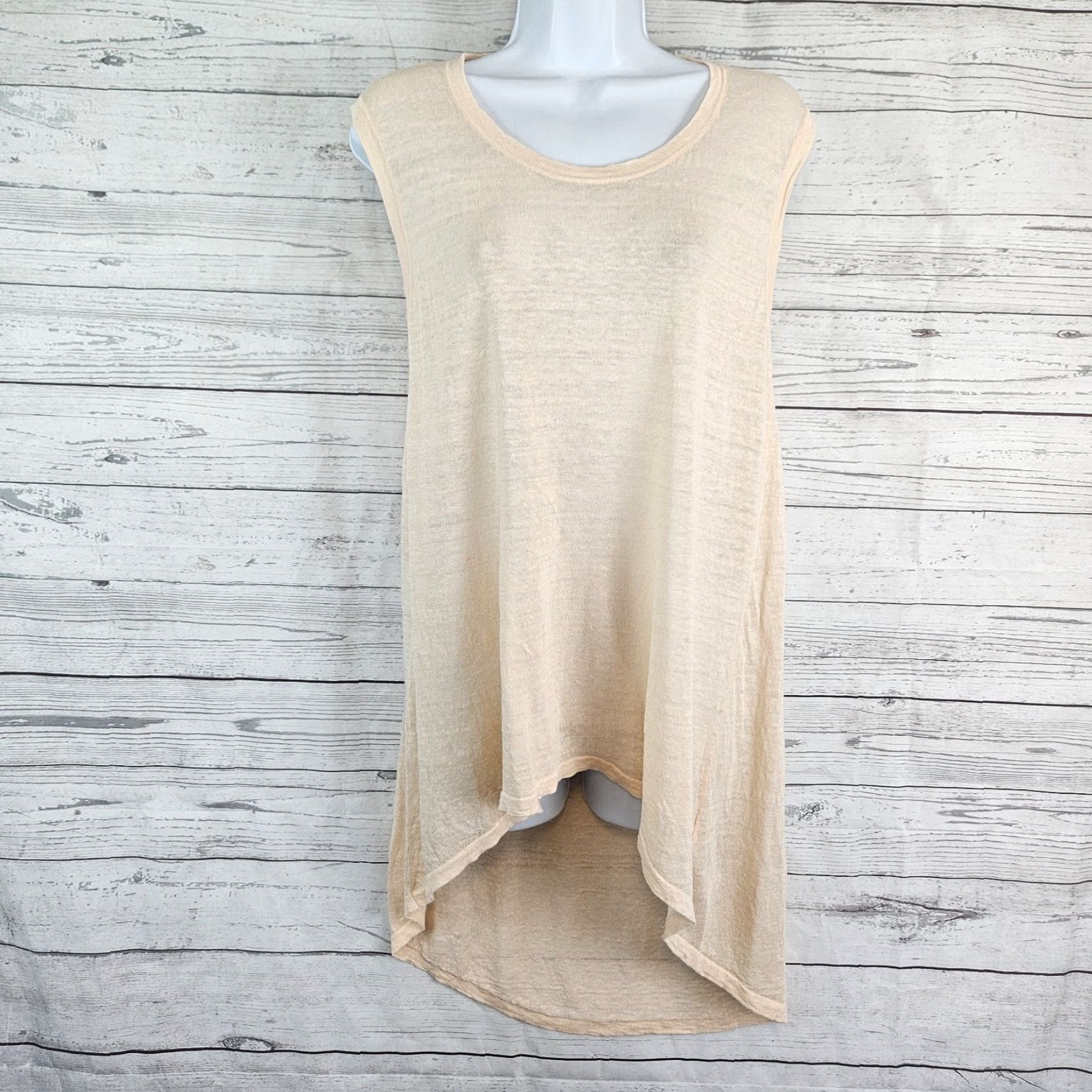Eileen Fisher VINTAGE The Fisher Project Womens Blouse Shirt Tunic Top Sz S Peach Linen Blend Size S / US 4 / IT 40 - 2 Thumbnail