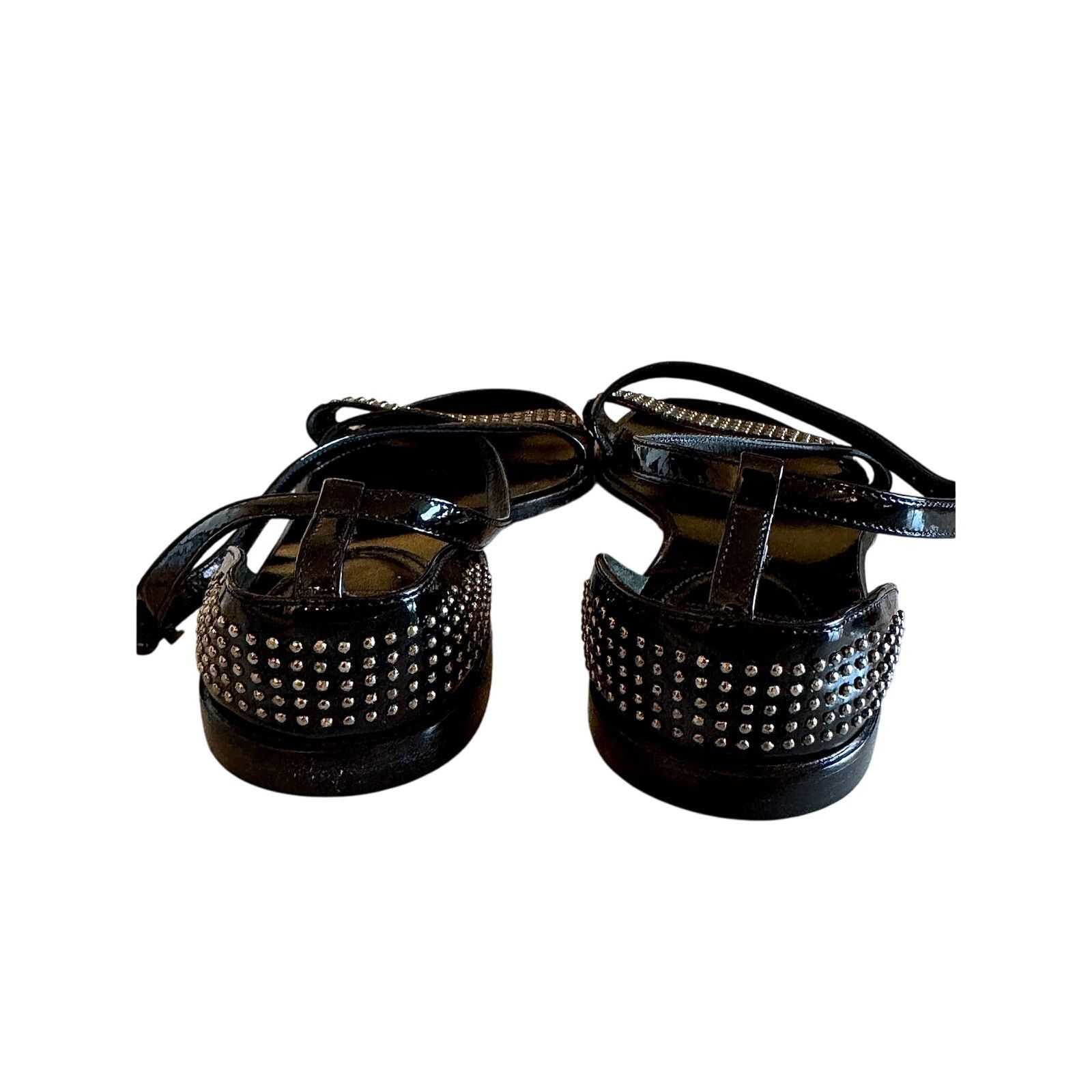 Burberry Burberry Black Patent Leather Strappy Studded Sandals - Size US 8 / IT 38 - 3 Thumbnail
