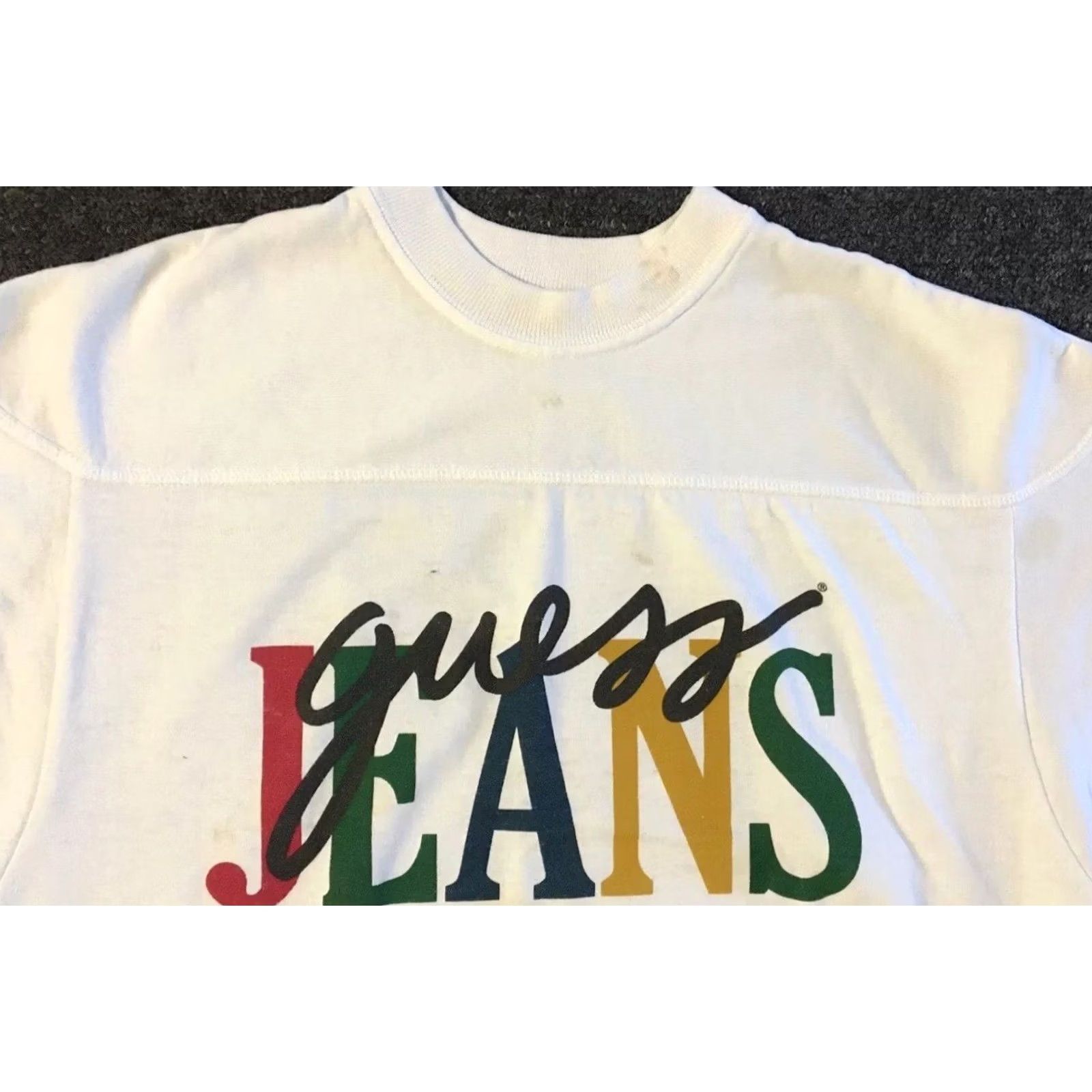 Guess VINTAGE Guess Jeans Hoodie Women L USA White Distressed Spellout 90s 80s Grunge Punk Hip Hop Retro Basketball Summer amer Womens Size L / US 10 / IT 46 - 6 Thumbnail