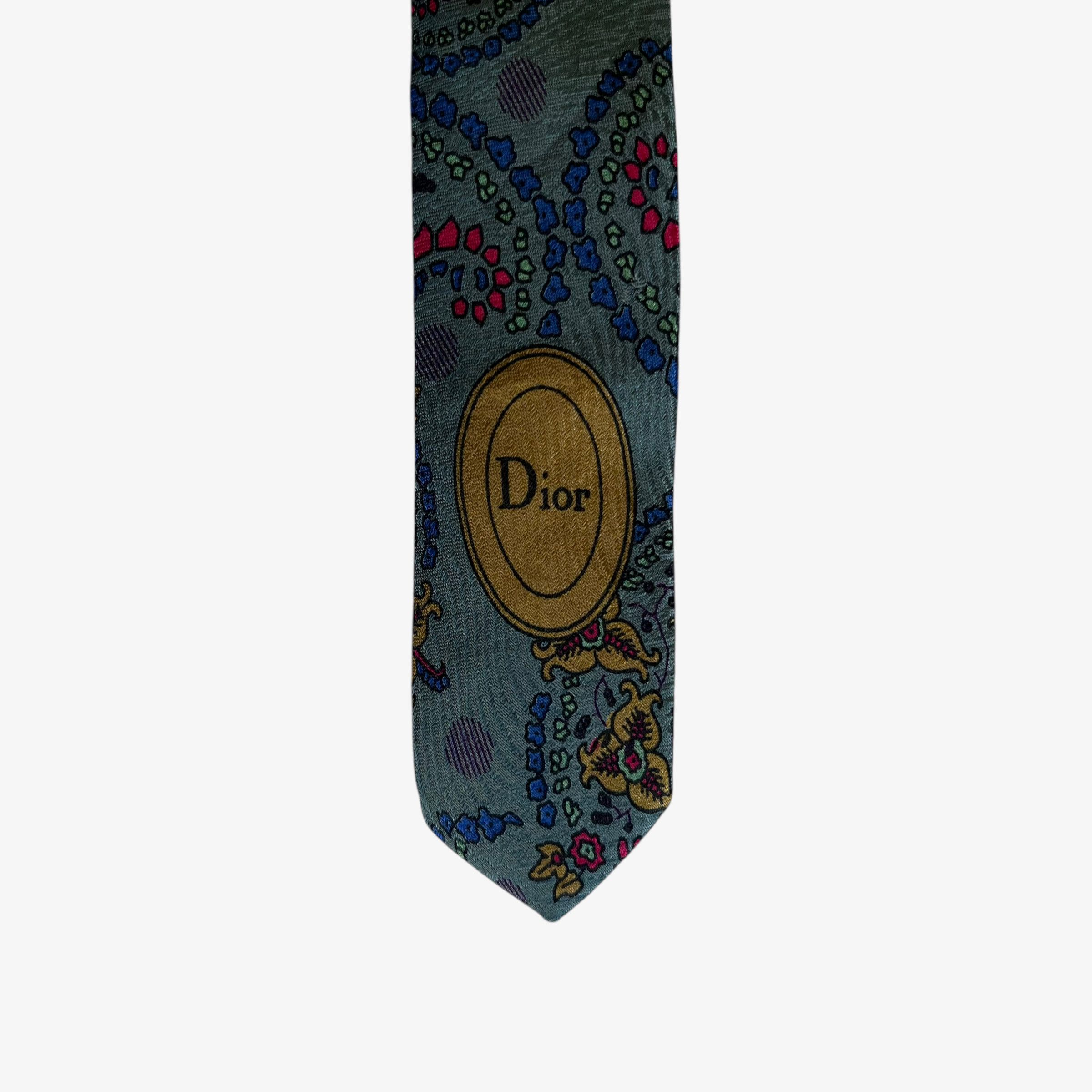 Dior Vintage 80s Christian Dior Abstract Paisley Floral Silk Tie Size ONE SIZE - 3 Thumbnail