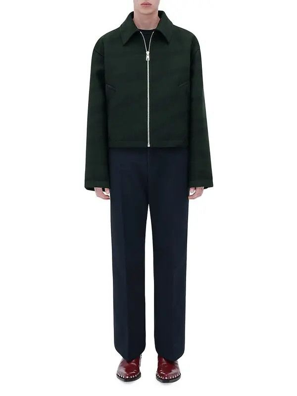 Bottega Veneta o1bcso1str0324 Tiger Striped Wool Kimono Jacket Dark Green Size US L / EU 52-54 / 3 - 2 Thumbnail
