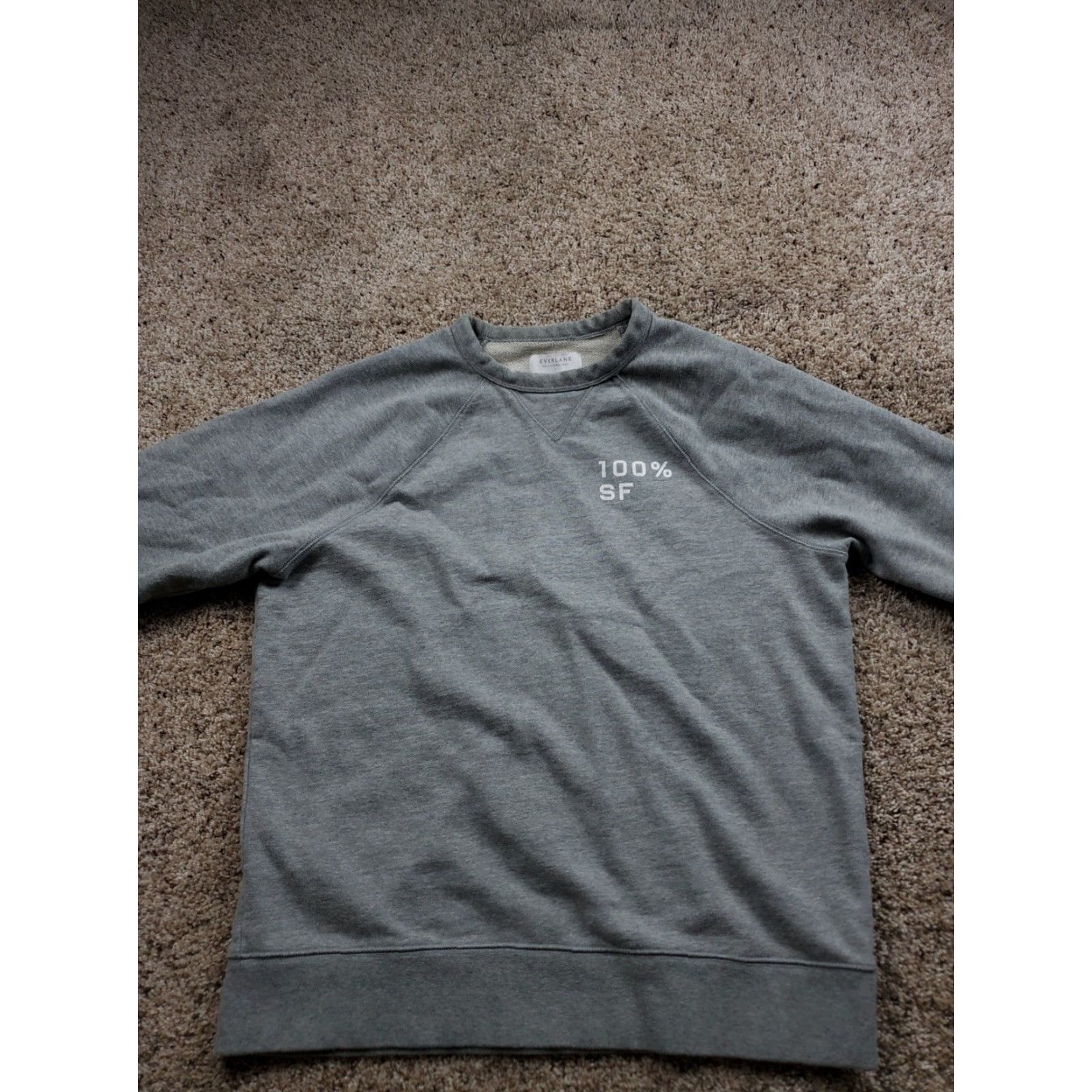 Everlane Everlane Sweatshirt Mens Large Gray 100% SF Crewneck Pullover Cotton Minimalist Knit Graphic Print Logo Casual Sleeves Long Sleeve Raglan Size US L / EU 52-54 / 3 - 3 Thumbnail