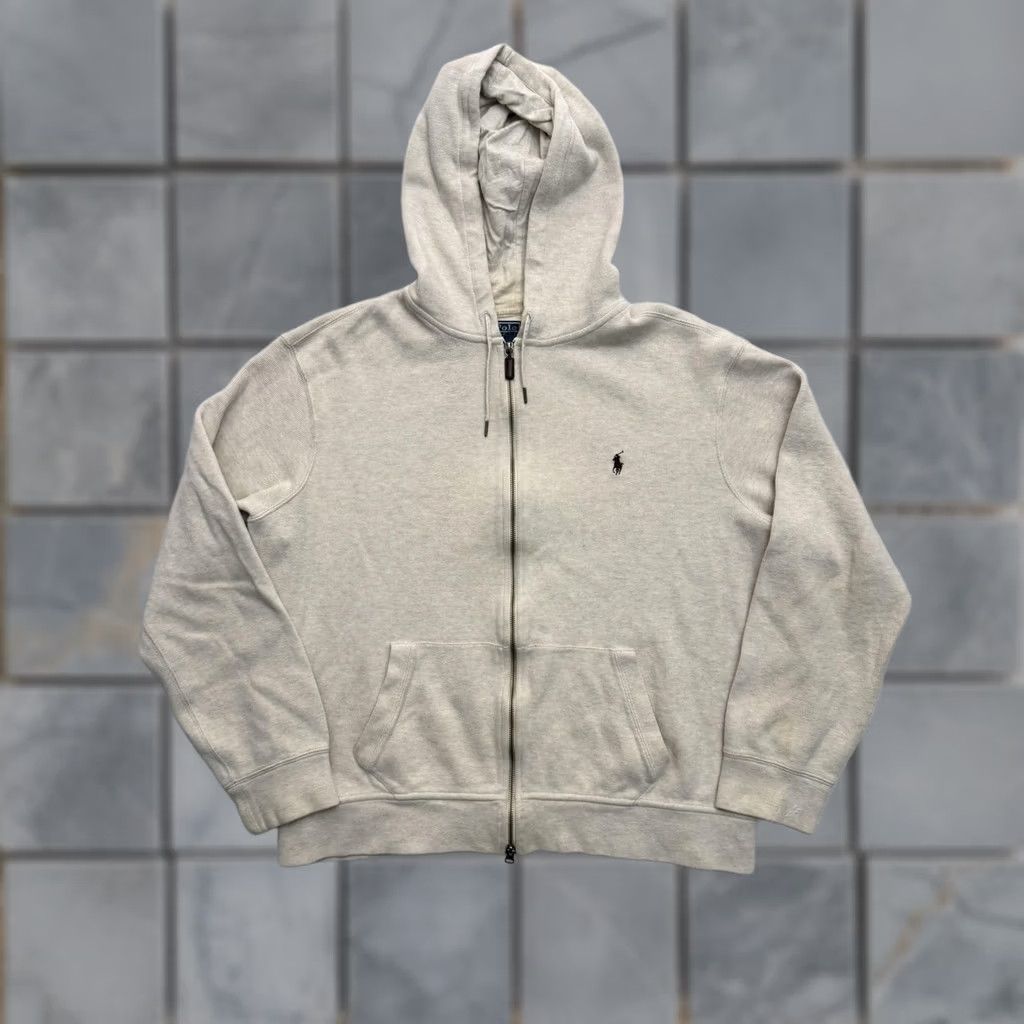 Polo Ralph Lauren Polo Ralph Lauren Hoodie Jacket 2XL Beige Full Zip Fleece Polo Logo Embroidered Sweatshirt Mens Size US XXL / EU 58 / 5 - 1 Thumbnail