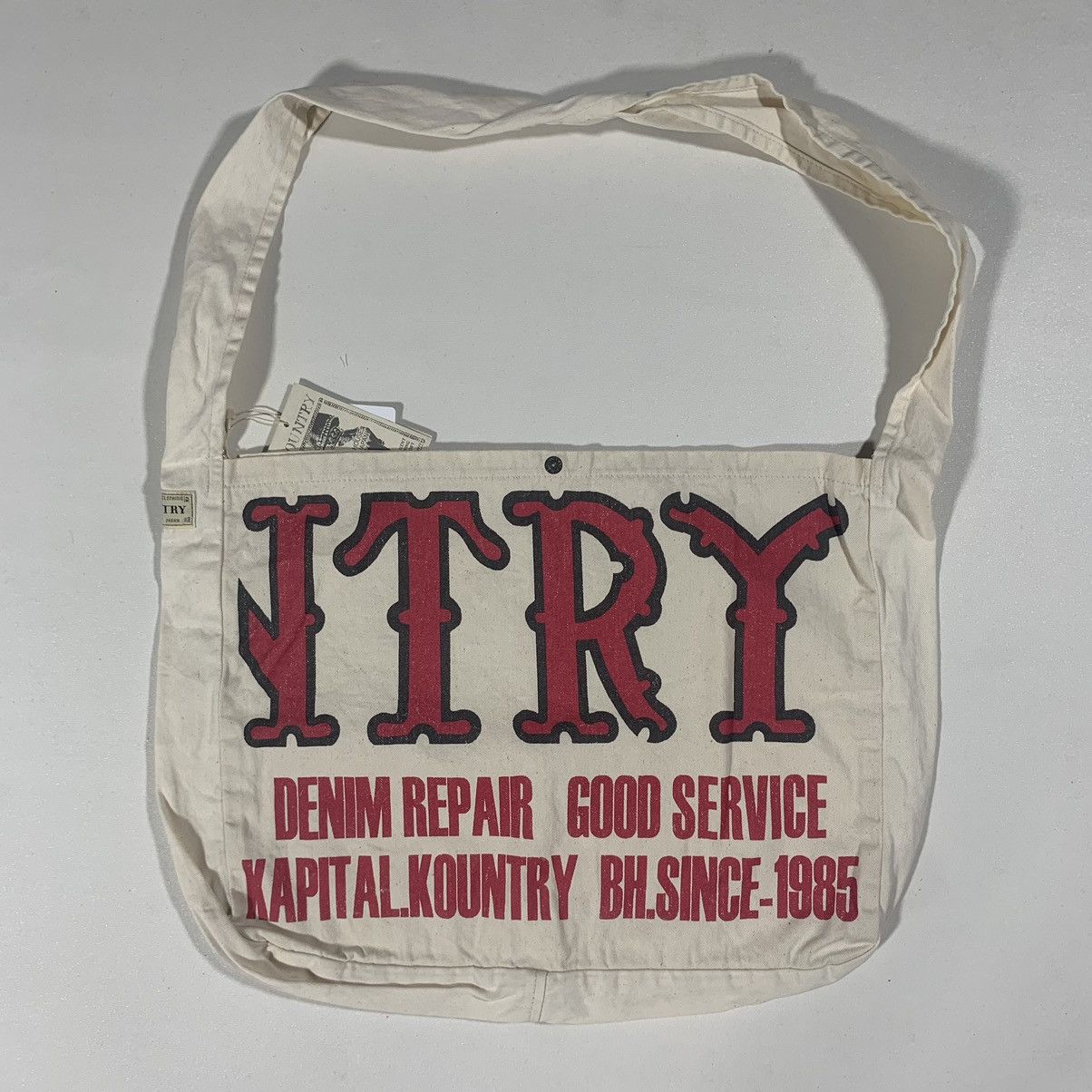 Kapital KAPITAL KOUNTRY FACTORY COTTON TWILL BOOK BAG ECRU Size ONE SIZE - 3 Thumbnail