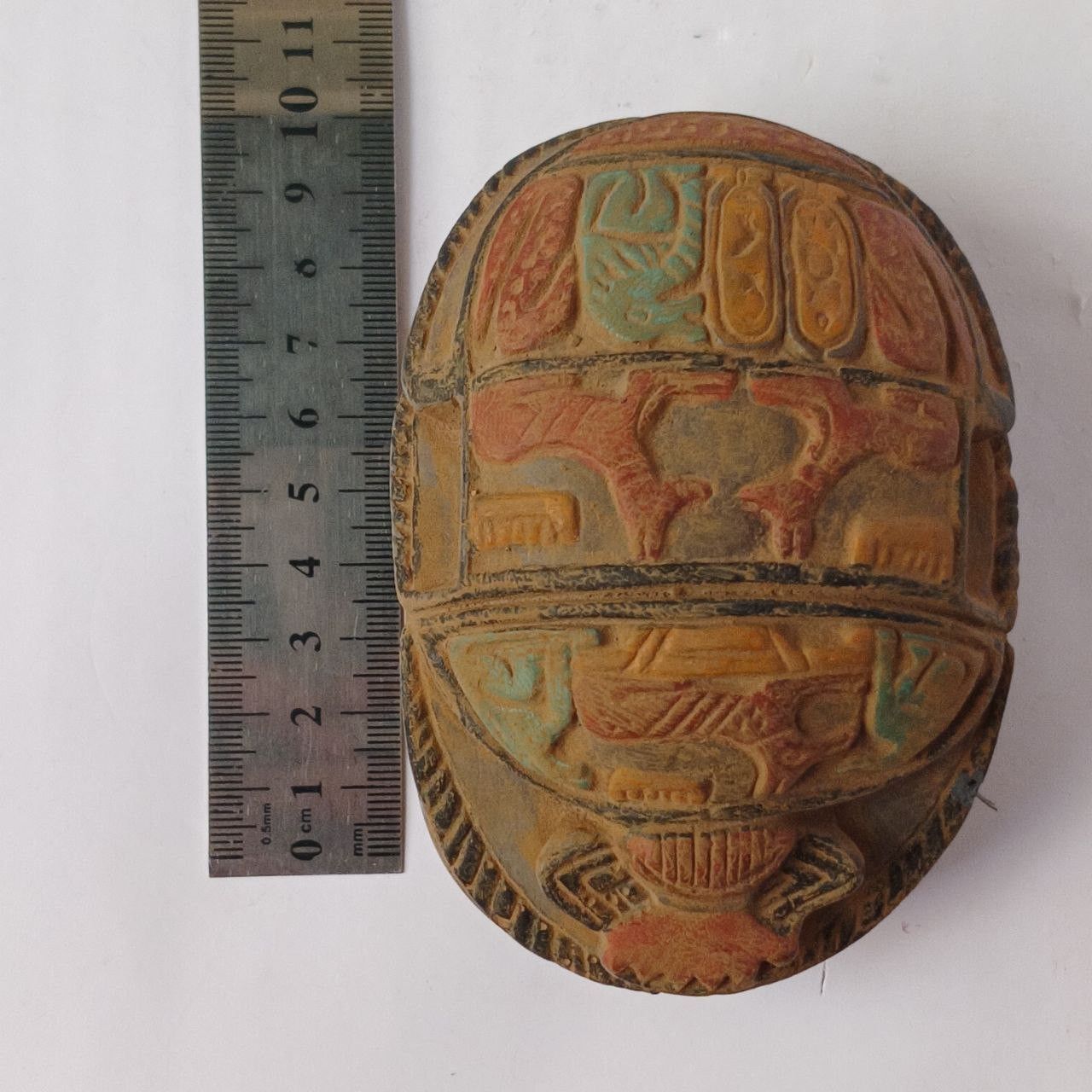 Handmade Large Egyptian Scarab with Hieroglyphs Hand Carved Style Size ONE SIZE - 5 Thumbnail