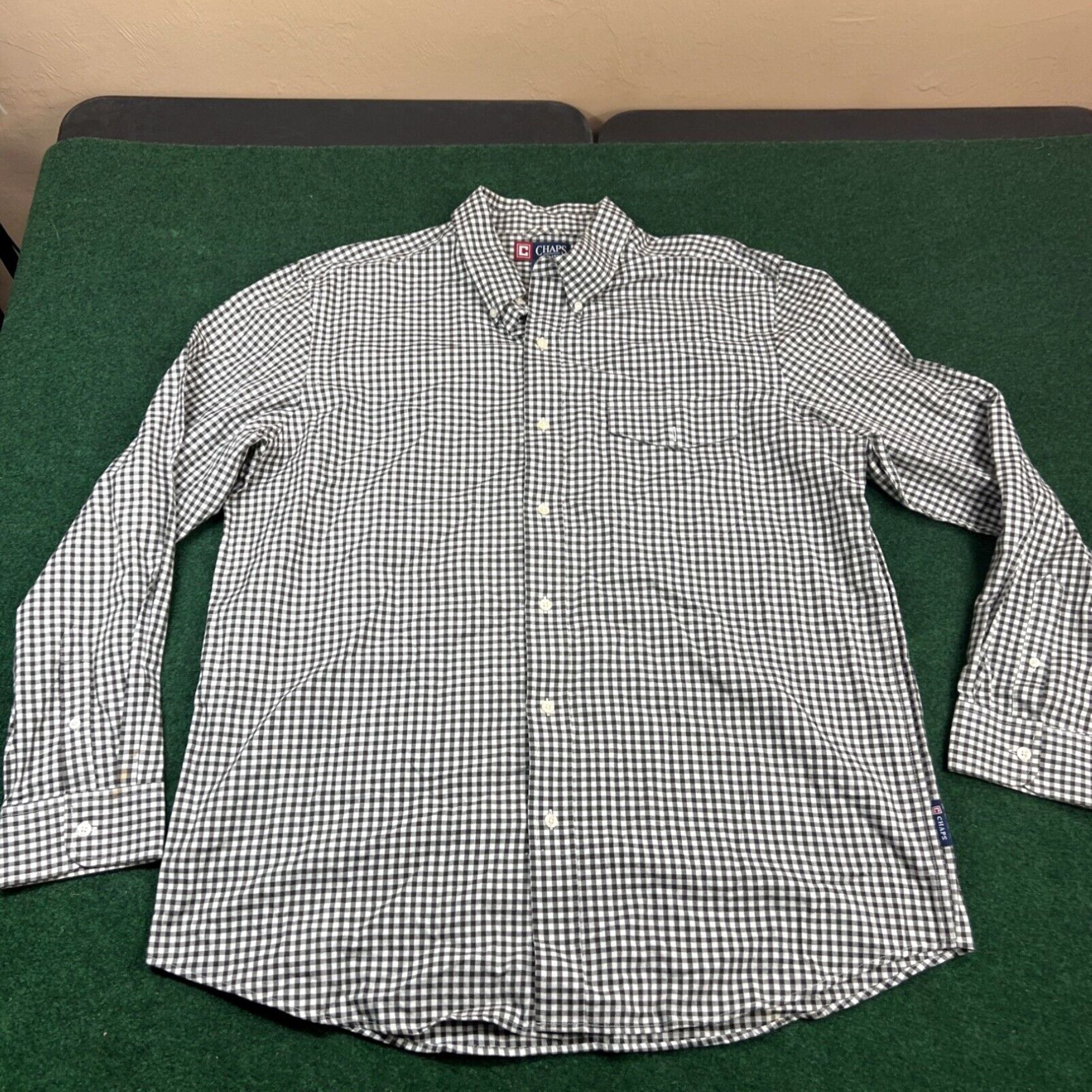 Chaps CHAPS Men's Button Down Shirt XL Long Sleeve Brown White Checkered Size US XL / EU 56 / 4 - 1 Thumbnail