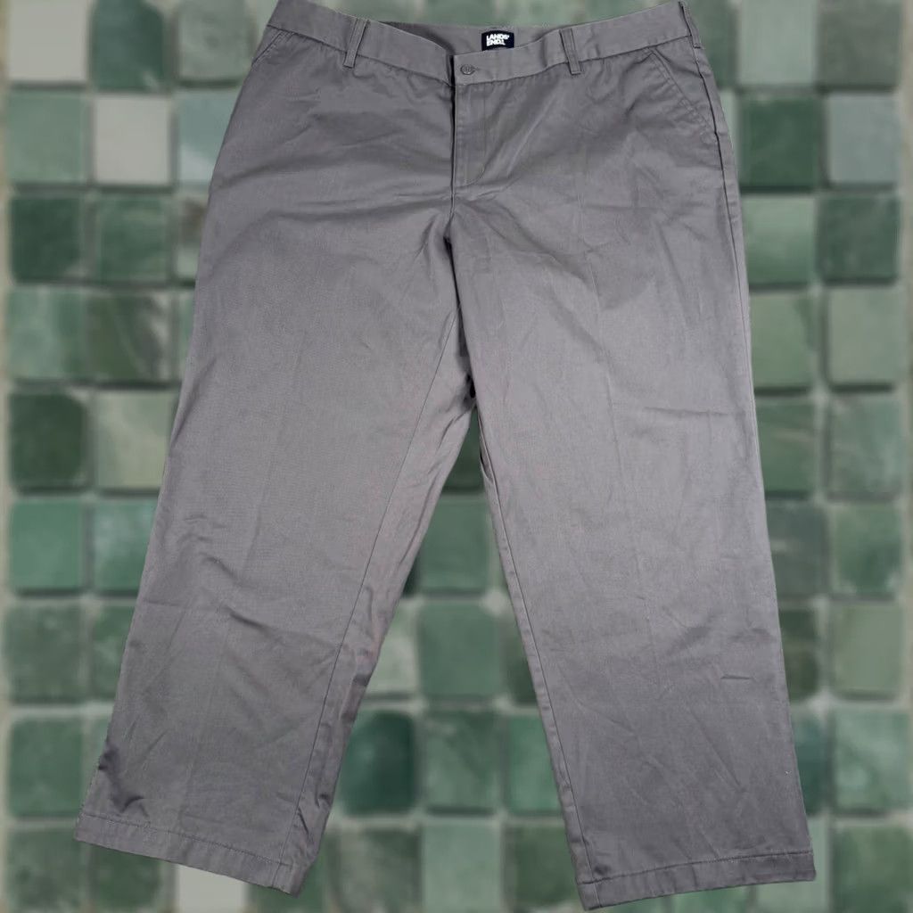 Lands' End Lands' End Gray Flat Front Chino Pants Comfort Waist 22W Women High Rise Front Flat Front Chino Pants Gray Workwear Casual Size 40" / US 18 - 1 Thumbnail