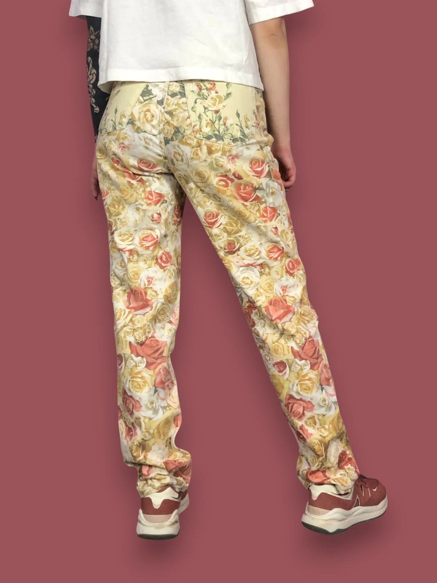 Just Cavalli Y2K Roberto Cavalli Vintage Women's Roses Floral Jeans - L Size 32" / US 10 / IT 46 - 3 Thumbnail