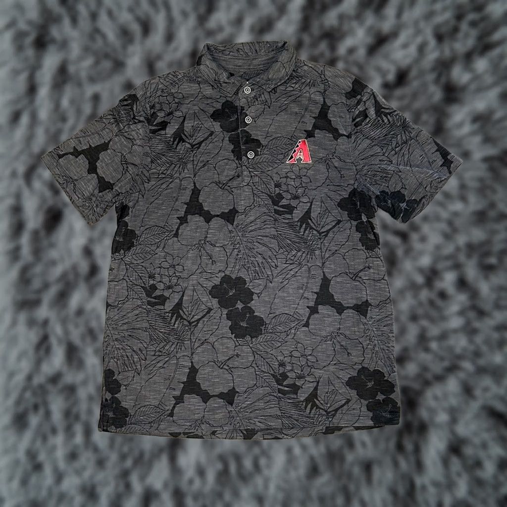 Tommy Bahama Tommy Bahama Arizona Diamondbacks Hawaiian Floral Modal Blend Polo Medium Gray Mens Regular Size M Size US M / EU 48-50 / 2 - 1 Thumbnail
