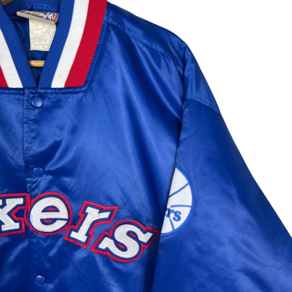 Majestic 🔥 Vintage NBA 76ers Sixers Majestic Satin Bomber Jacket Size US XXL / EU 58 / 5 - 10 Thumbnail