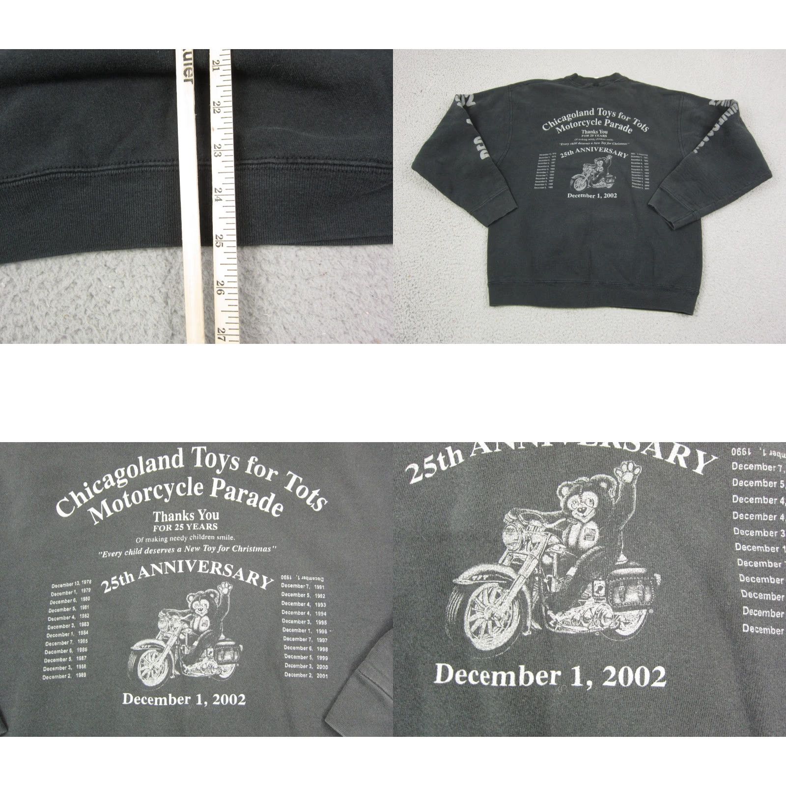 Fruit Of The Loom VINTAGE Fruit of the Loom Sweatshirt Mens L Black 90s Parade Y2K Biker Bears Motor Shirt Pullover Crew Neck Cotton Polyester Fleece All Seasons Size US L / EU 52-54 / 3 - 8 Thumbnail