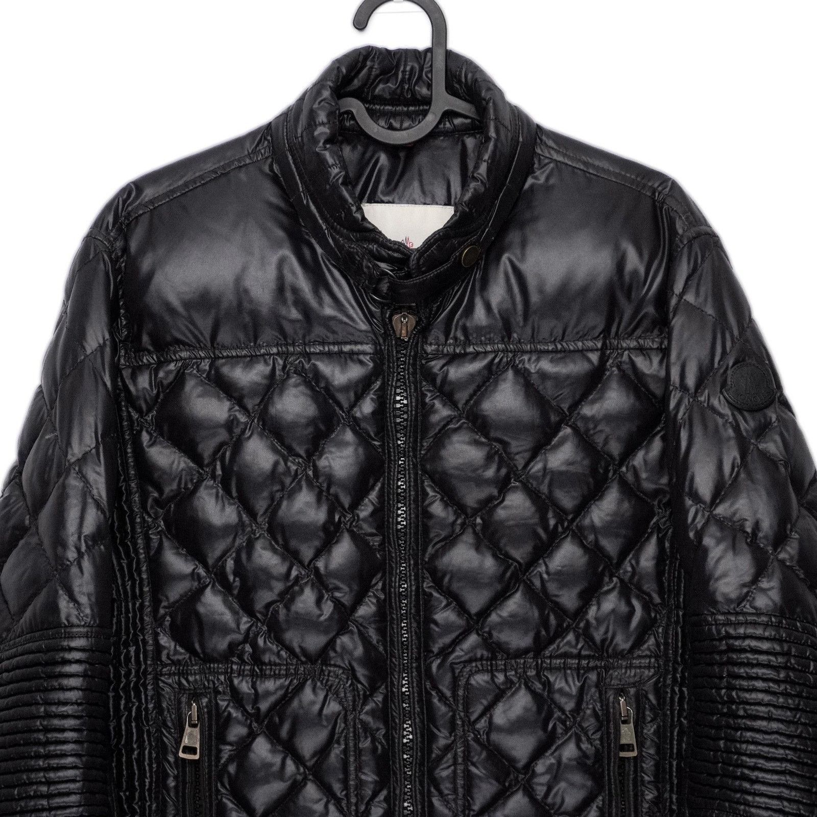 Moncler Vintage Moncler Biker Black Logo Down Puffer Jacket Size US S / EU 44-46 / 1 - 3 Thumbnail