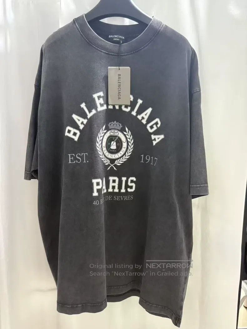 Balenciaga Balenciaga Men's Washed Black Wheat Pattern Short Sleeve Size US L / EU 52-54 / 3 - 1 Thumbnail