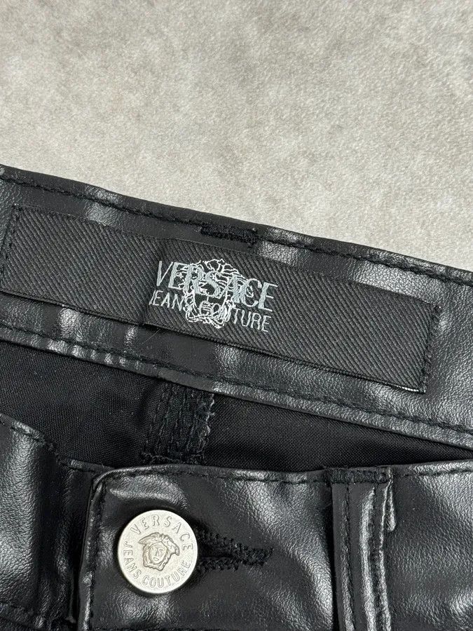 Versace 2000s Versace Black Eco Slim Leather Biker Pants Size US 32 / EU 48 - 10 Thumbnail