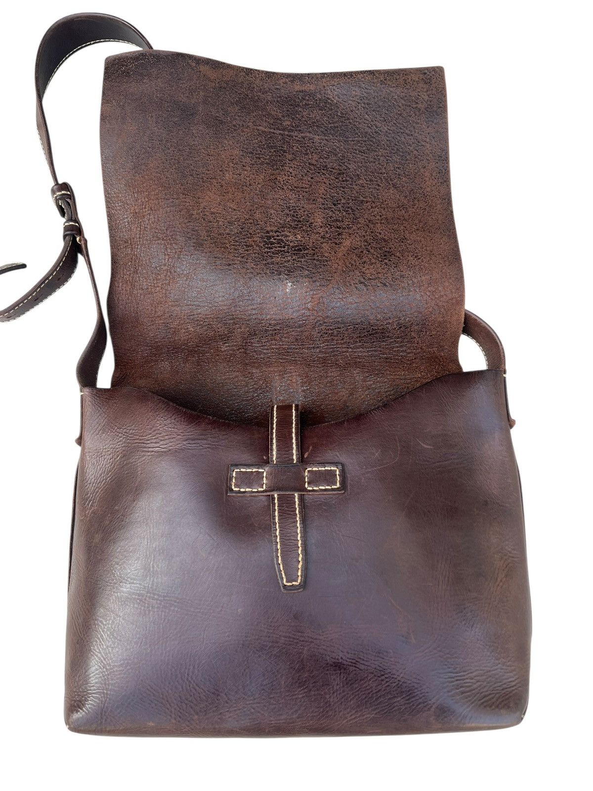 Leather Genten Japan Patina Solid Leather Messenger Bag Size ONE SIZE - 10 Thumbnail