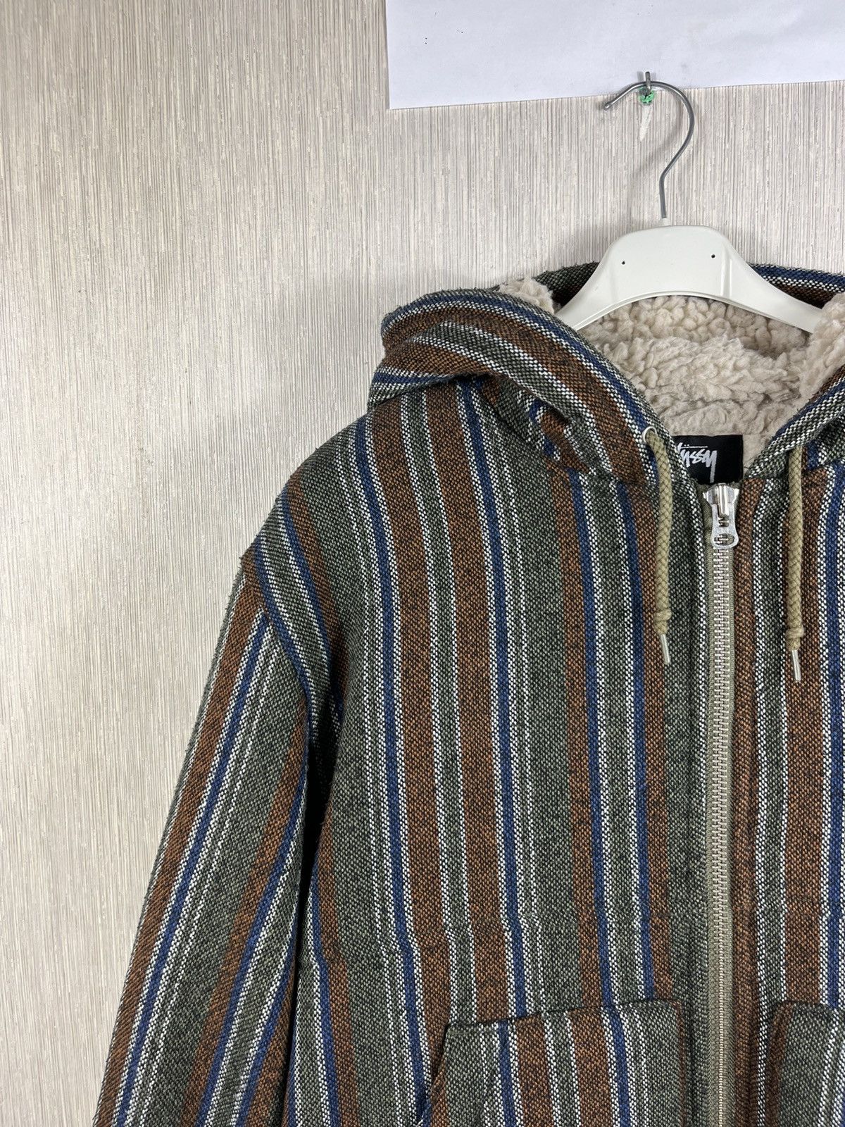 Stussy × Vintage Vintage Stussy wool work jacket striped insulated sherpa Size US M / EU 48-50 / 2 - 5 Thumbnail