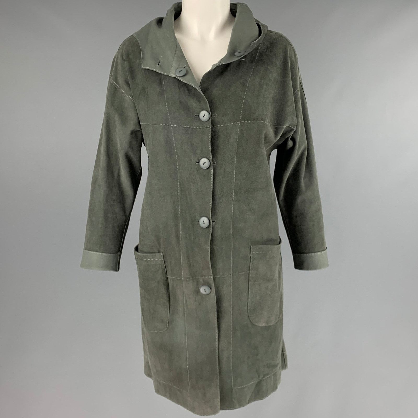 Other BOTTEGA GIOTTI Size XS Grey Leather Suede Reversible Coat Size XS / US 0-2 / IT 36-38 - 1 Thumbnail