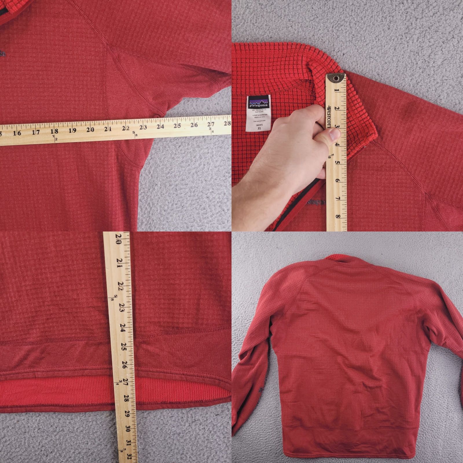 Patagonia Sweater Mens XL Red Fleece Pullover Half Zip Quarter Zip Thermal VT?