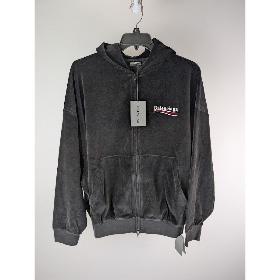 Balenciaga o1rshd1 Oversized Zip-Up Hoodies in Black/White Size US M / EU 48-50 / 2 - 2 Thumbnail