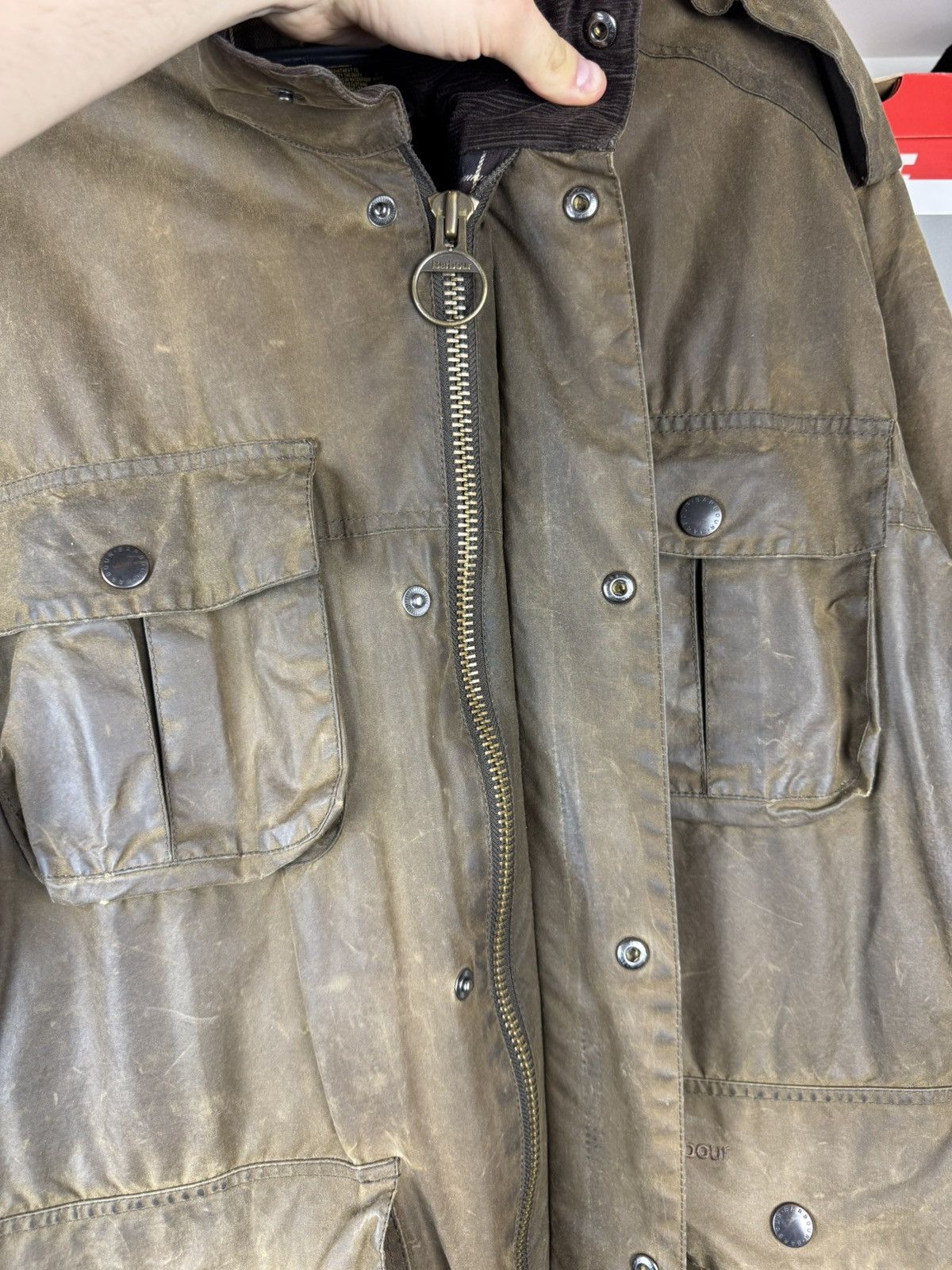 Barbour Vintage Barbour A995 Trooper Waxed Cotton Jacket Mens Size US XL / EU 56 / 4 - 4 Thumbnail