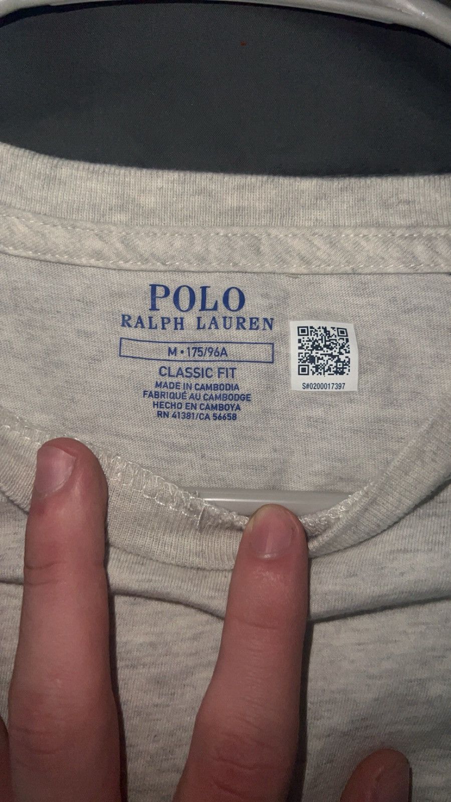 Polo Ralph Lauren Polo grey/white classic tee with navy logo Size US M / EU 48-50 / 2 - 4 Thumbnail