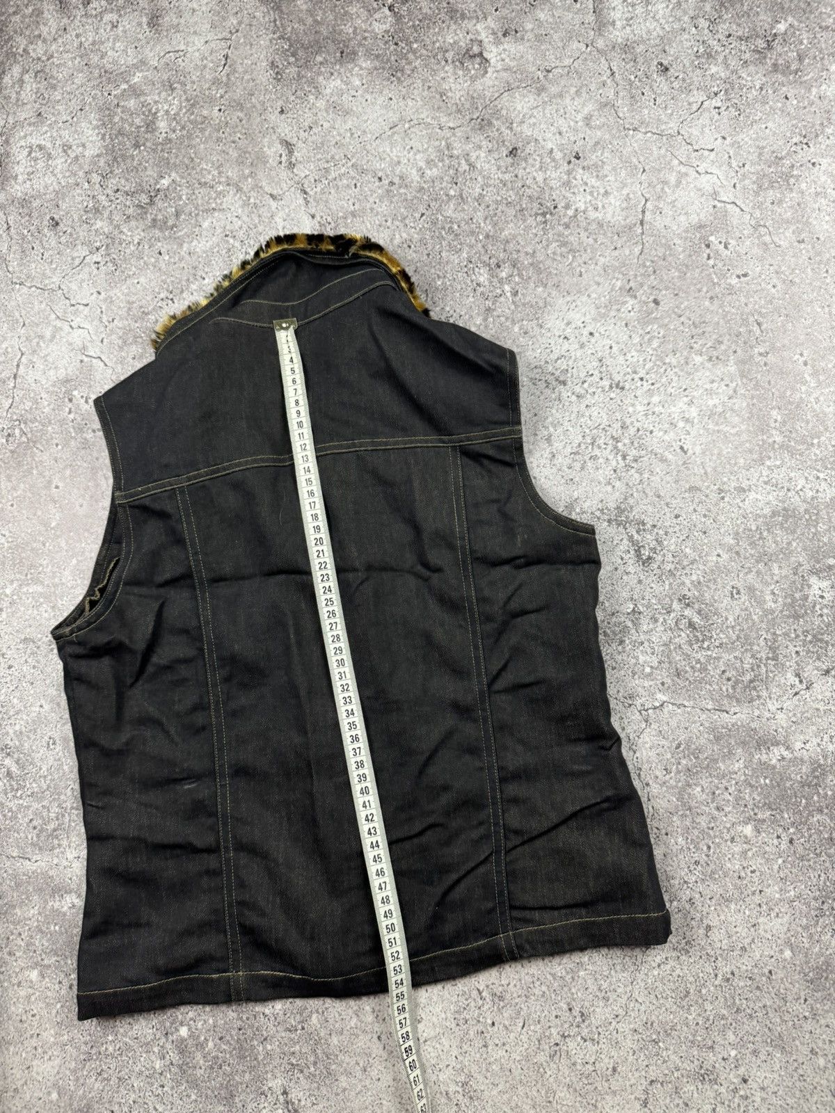 If Six Was Nine Y2K denim Style Long Fur leopard Collar Asymmetrical Vest Size US M / EU 48-50 / 2 - 5 Thumbnail