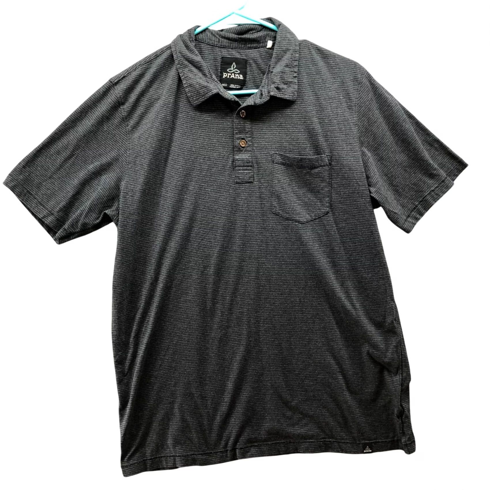 Prana VINTAGE? No. Prana Polo Shirt Mens M Gray Striped Short Sleeve Organic Cotton Blend Shirt Polo Men M Gray Striped Short Sleeve Casual Size US M / EU 48-50 / 2 - 2 Thumbnail