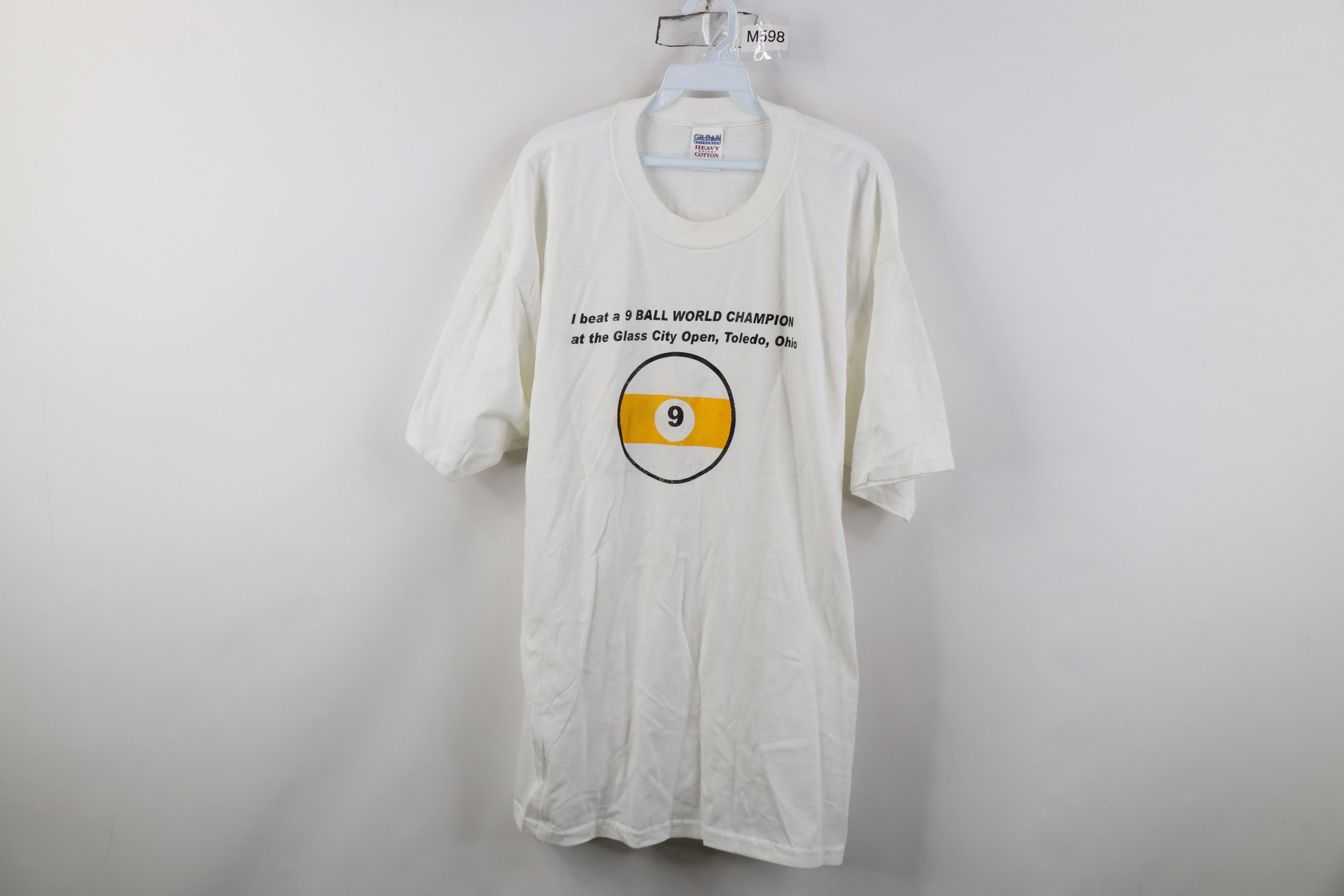 Vintage Vintage 90s 9 Ball World Champion Glass Open Pool T-Shirt Size US XL / EU 56 / 4 - 1 Thumbnail
