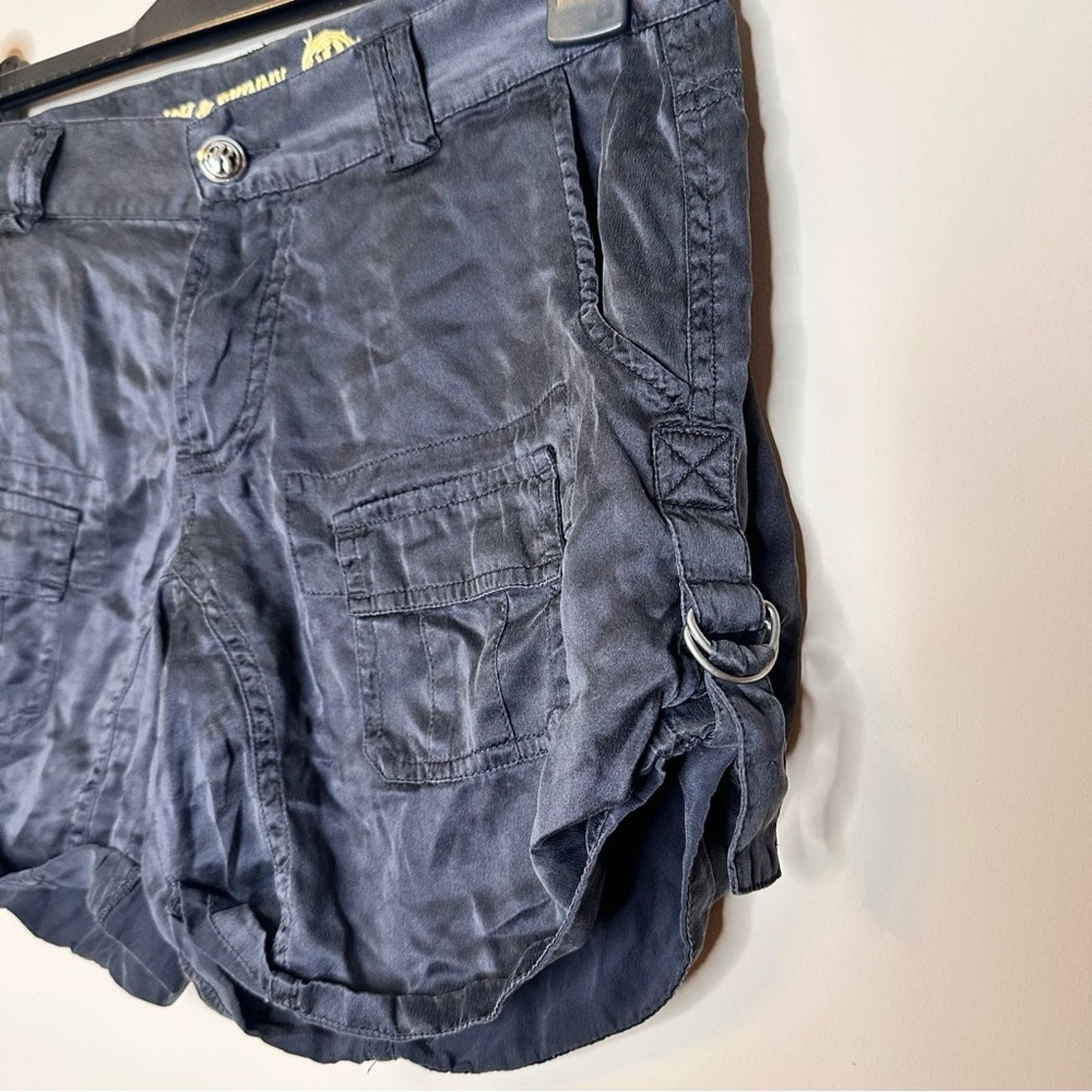 Other Rich & Skinny Y2K Low Rise 100% Silk Cargo Shorts Black 26 Size 26" / US 2 / IT 38 - 5 Thumbnail
